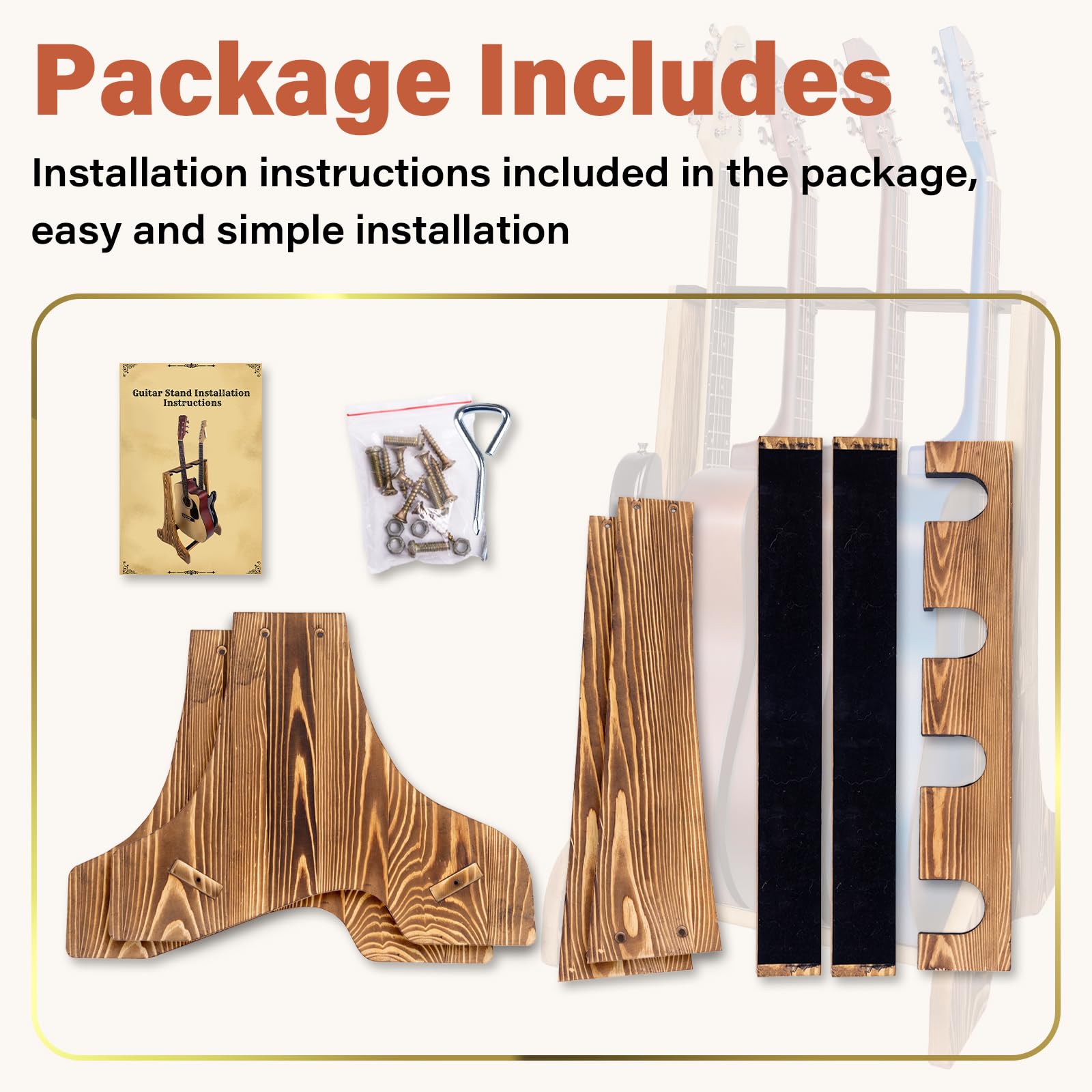 4 Multiple Guitar Stand Racks,Guitar Holder with Protective Velvet Band,Wooden Guitar Display Holder for Acoustic, Electric Guit