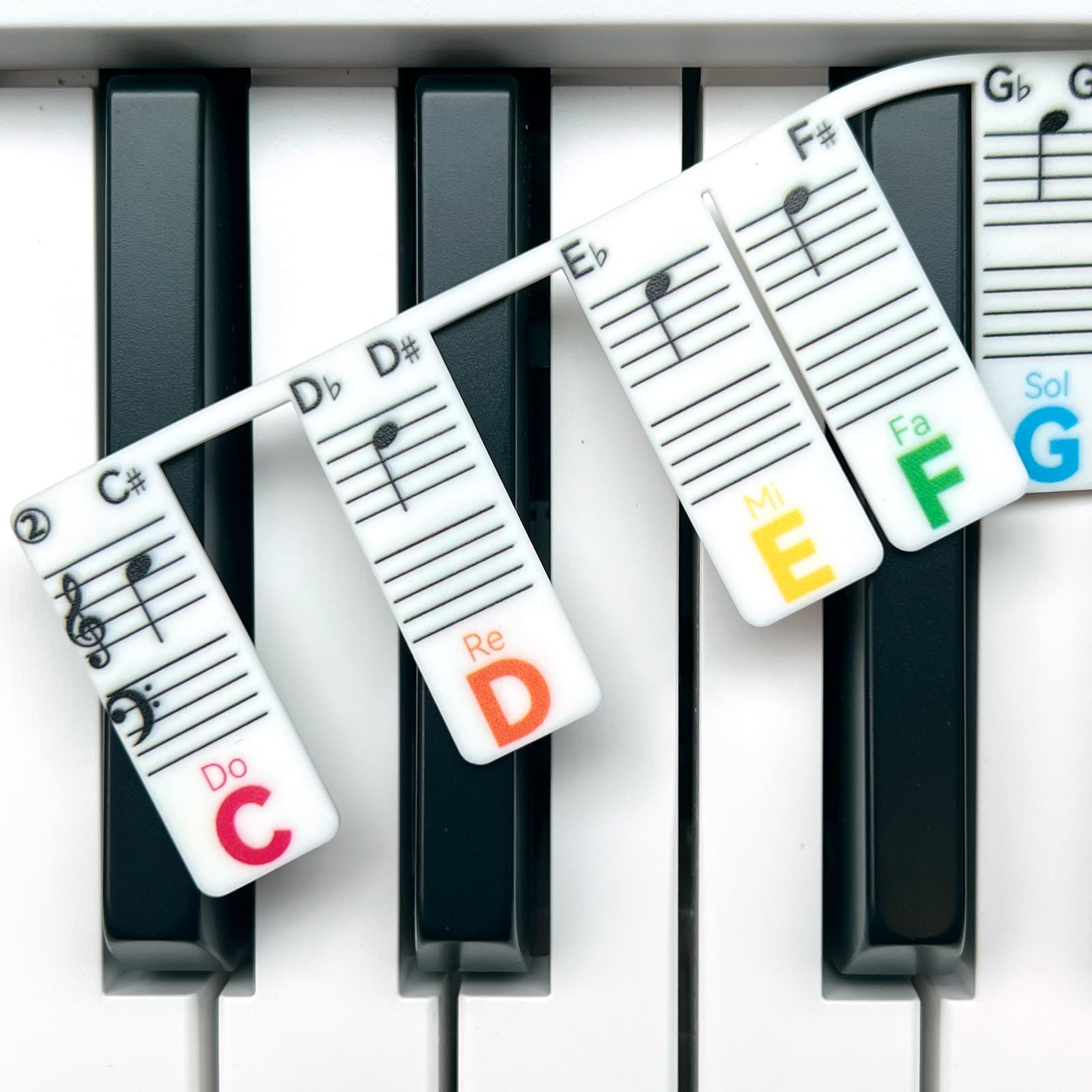 BEATBIT Piano Note Strips with Solfege (Do Re Mi), Fit 61/54/49 Key Piano Learning, Removable Piano Keyboard Stickers