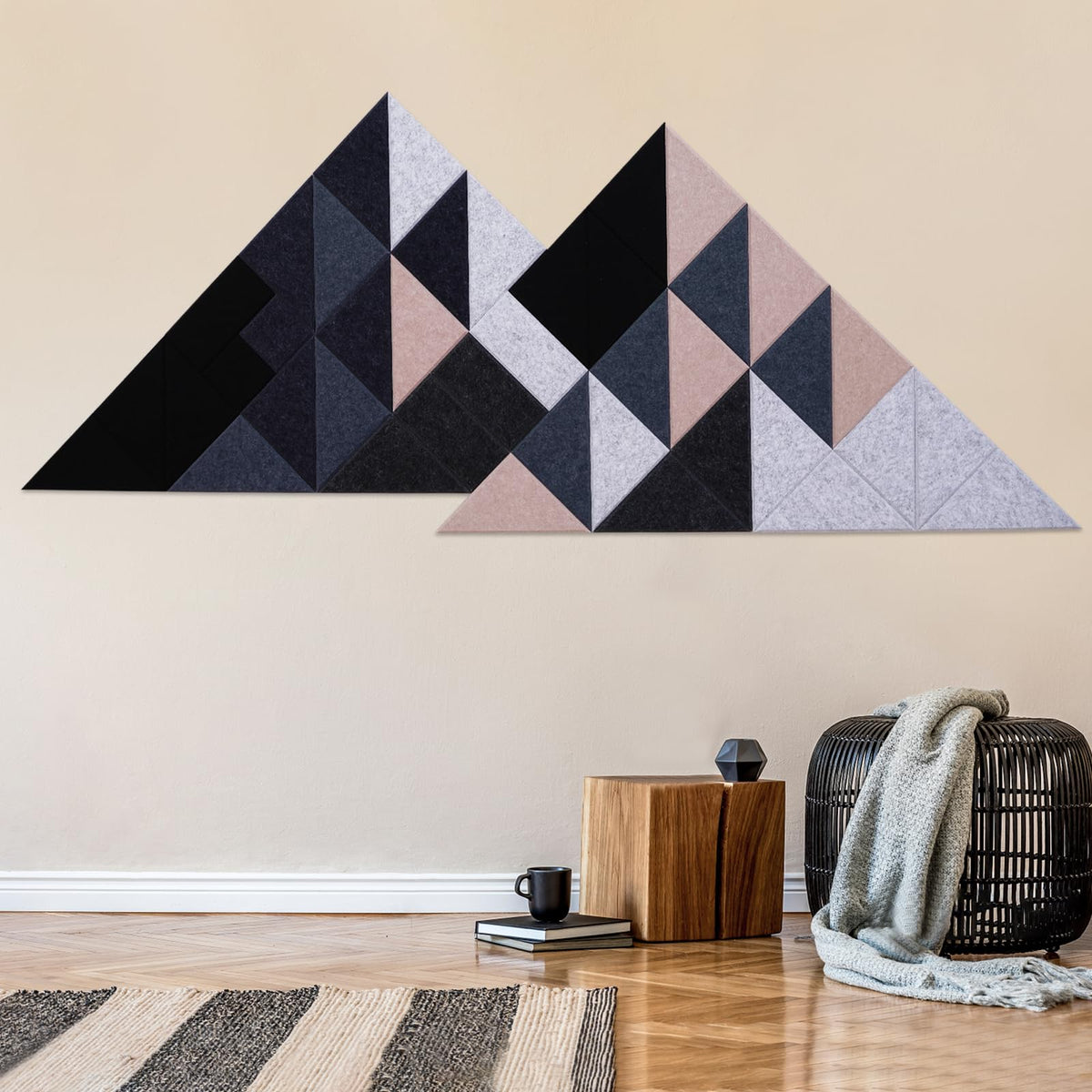 Tutmyrea 41 Pack Self-Adhesive Triangular Acoustic Panels, 88''X35'' Sound Absorbing Panels, Soundproof Wall Panels, Wall Decora