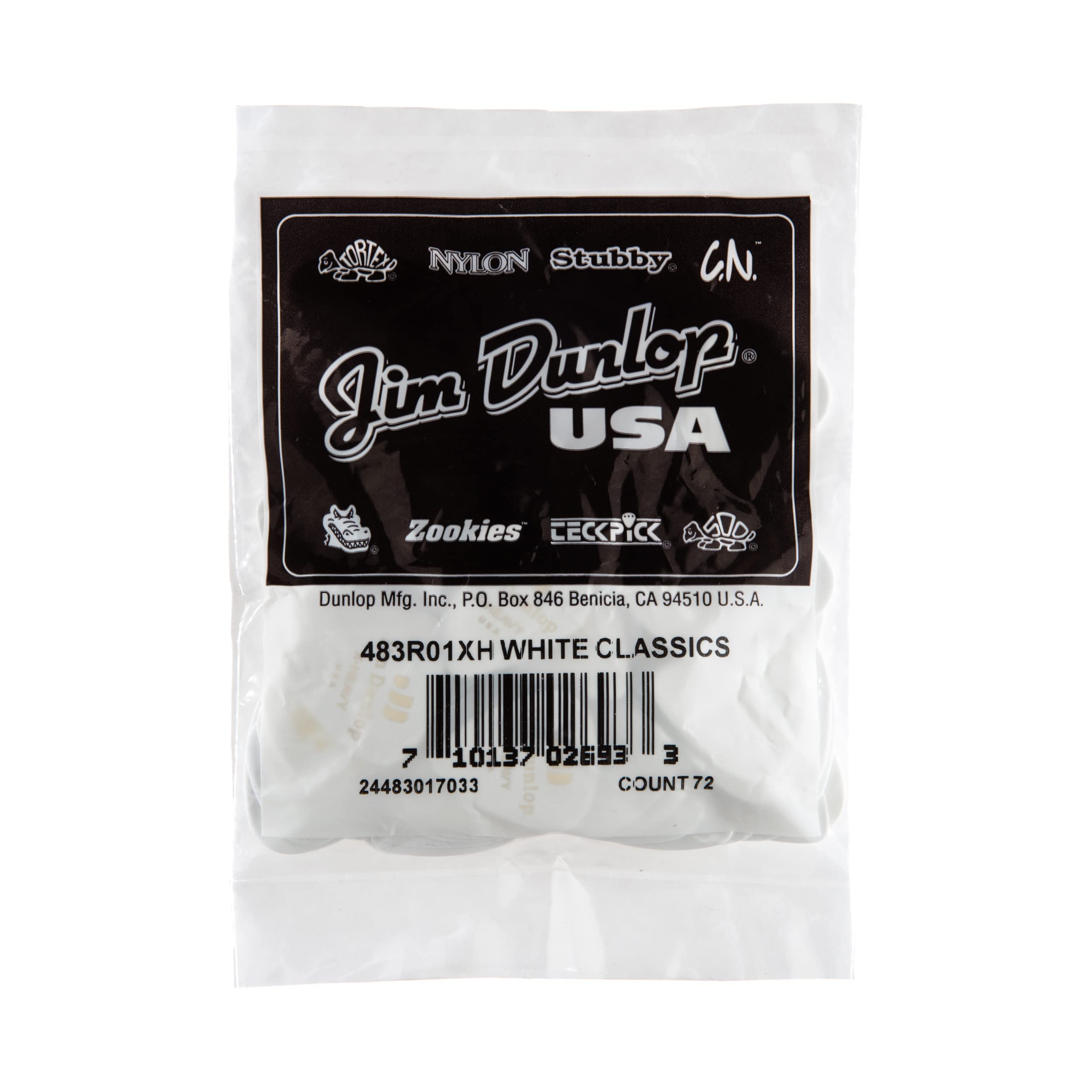 Dunlop 483R01XH Genuine Celluloid, White, Extra Heavy, 72/Bag