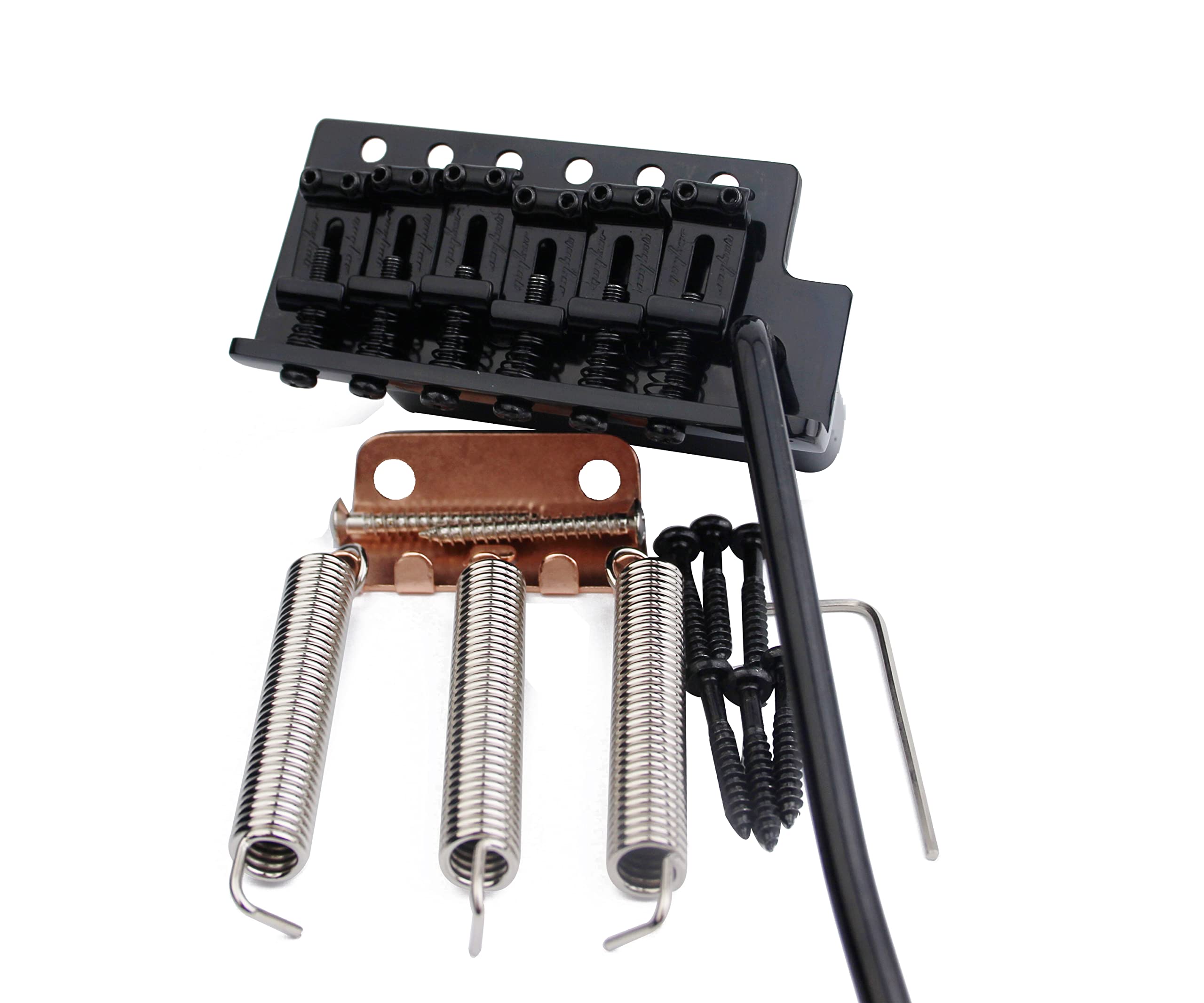Guyker Tremolo Bridge Vintage Bent Steel Saddles and Zinc Block Compatible with Start ST Electric Guitar (GG-1004, Black)