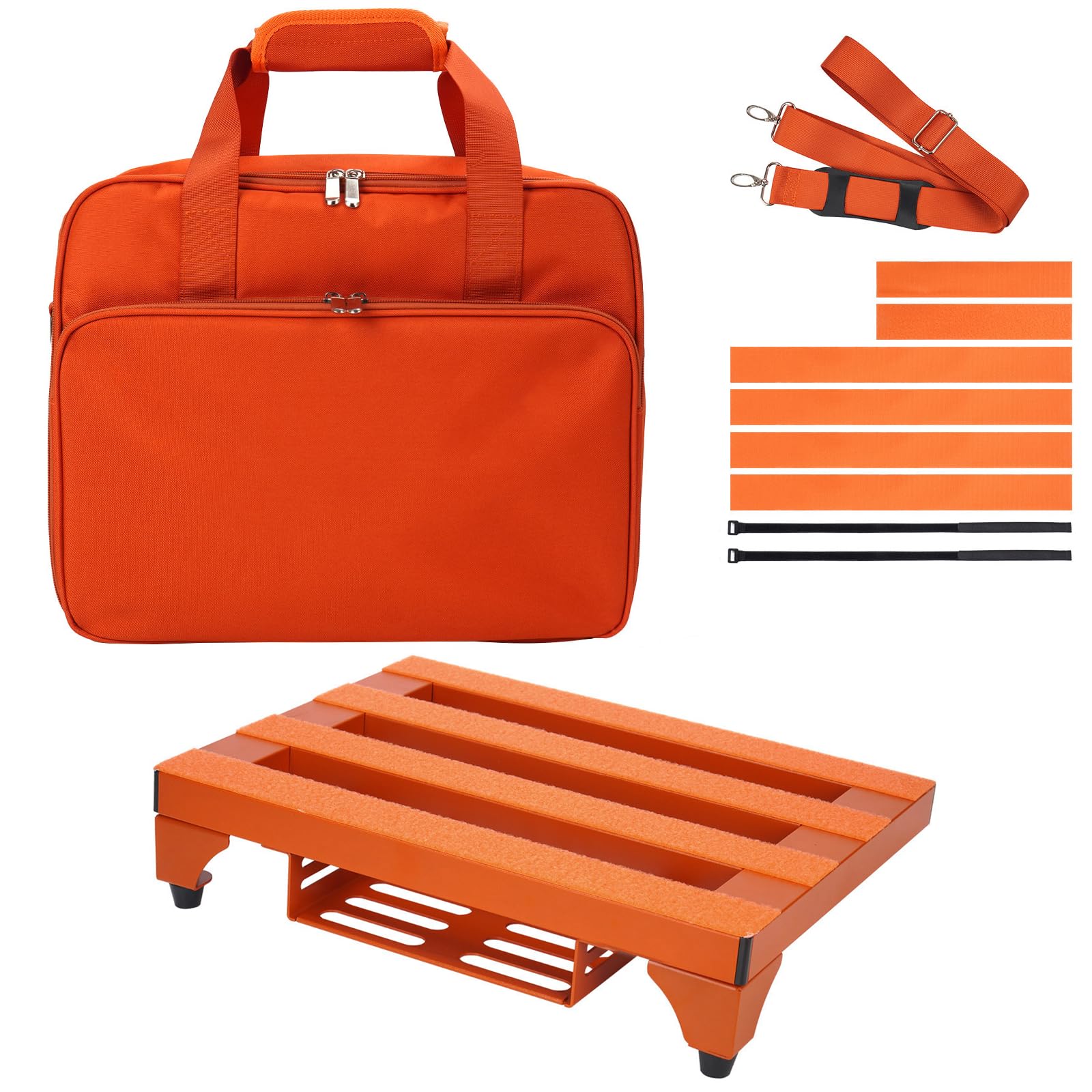 SOYAN 14 x 10.6 Aluminum Alloy Guitar Pedal Board with Power Supply Tray, Carry Bag & Mounting Tapes Included (Orange, APB-14OR)