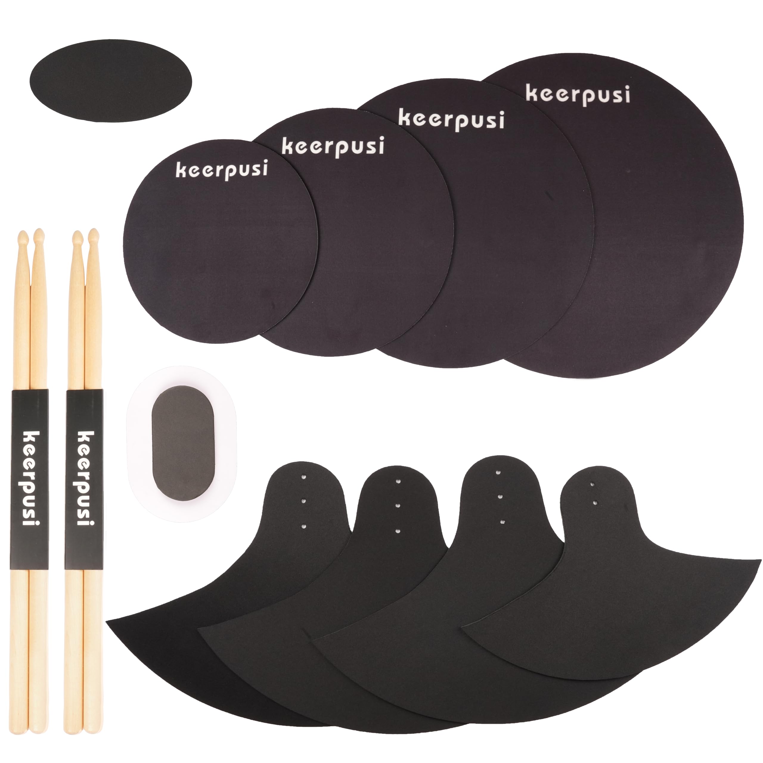 keerpusi Drum Mute Pads Set 11 Pieces With Cymbal Pad + Hi hats Set Pad, Foam Drum Silencer Pads, Fit 10   , 12   , 14   , 16 (D