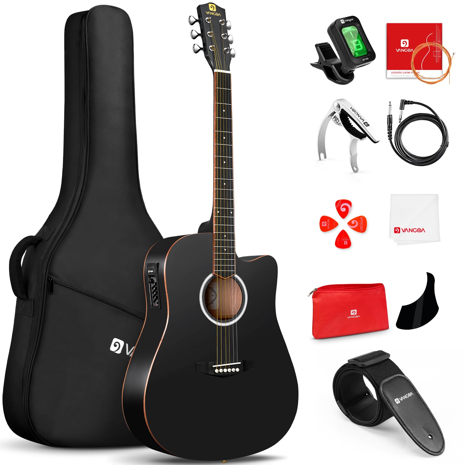 Vangoa Electric Acoustic Guitar Full Size Cutaway Acoustic Guitar Bundle Guitarra Acustica With Pickup For Adults Teens Beginner