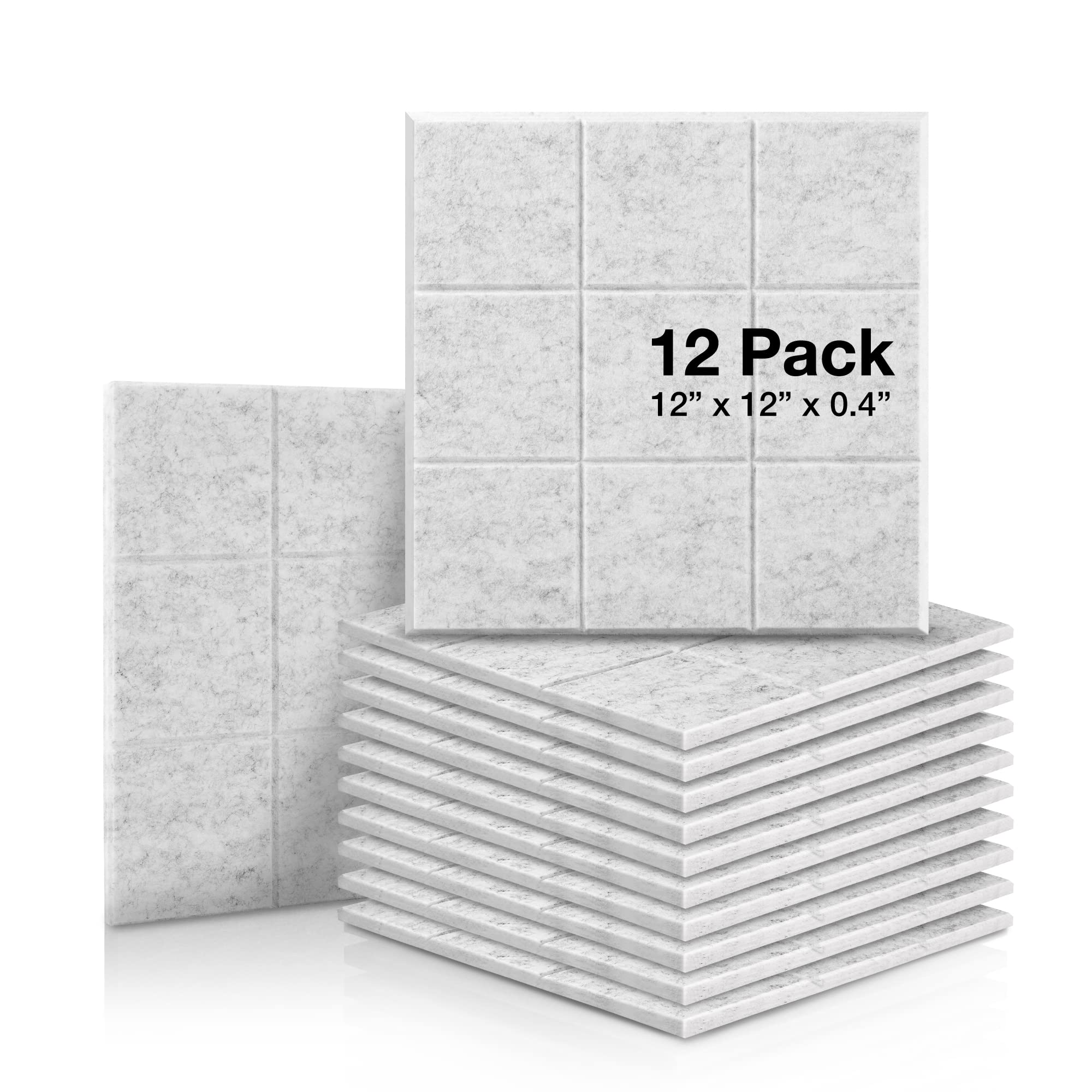 12 X 12 X 0.4 Inches Acoustic Soundproofing Insulation Panel Bevled Edge Tiles, Acoustic Treatment Used In Home & Offices, 9 Blo