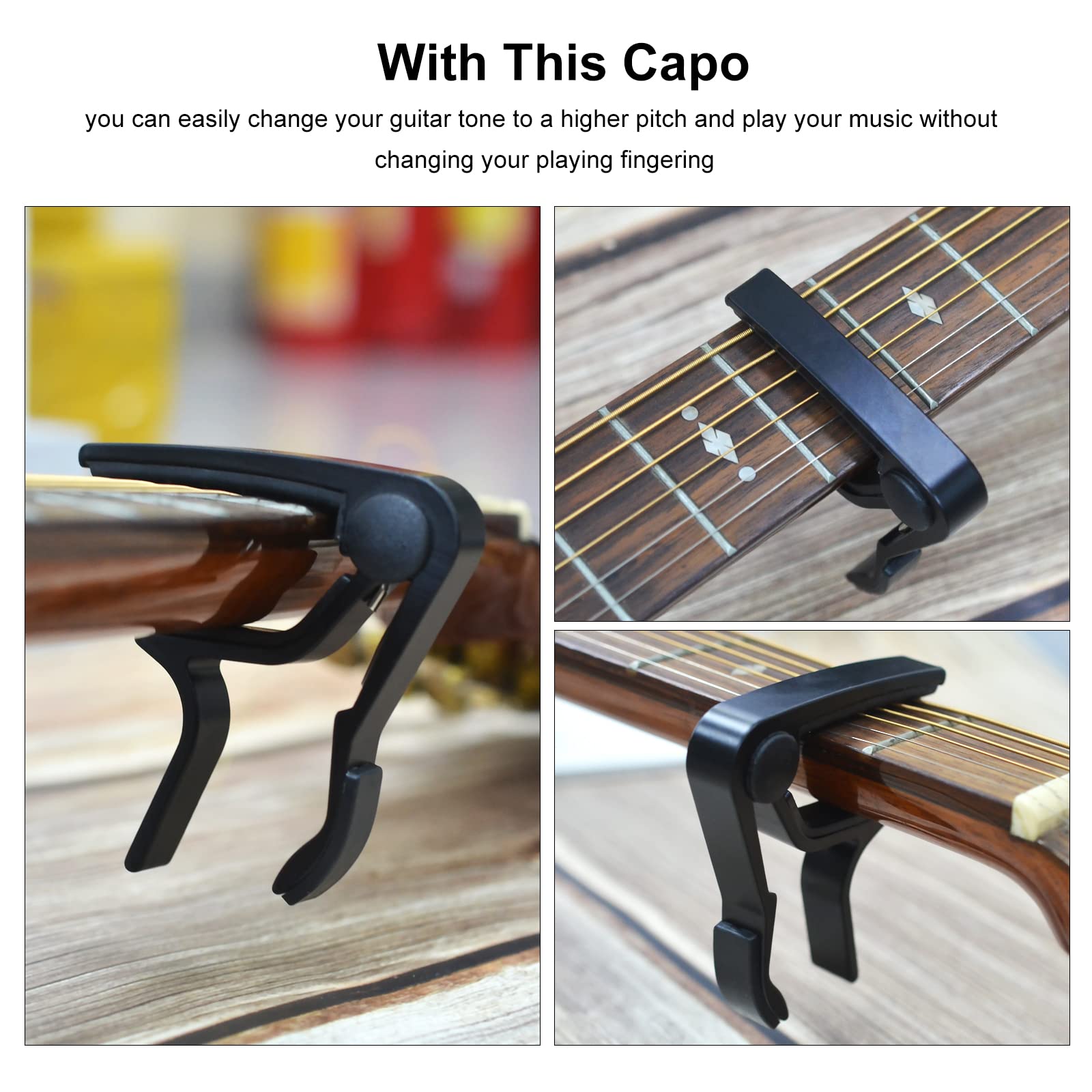 SAPHUE Guitar Capo for 6-String Acoustic and Electric with 2 Picks