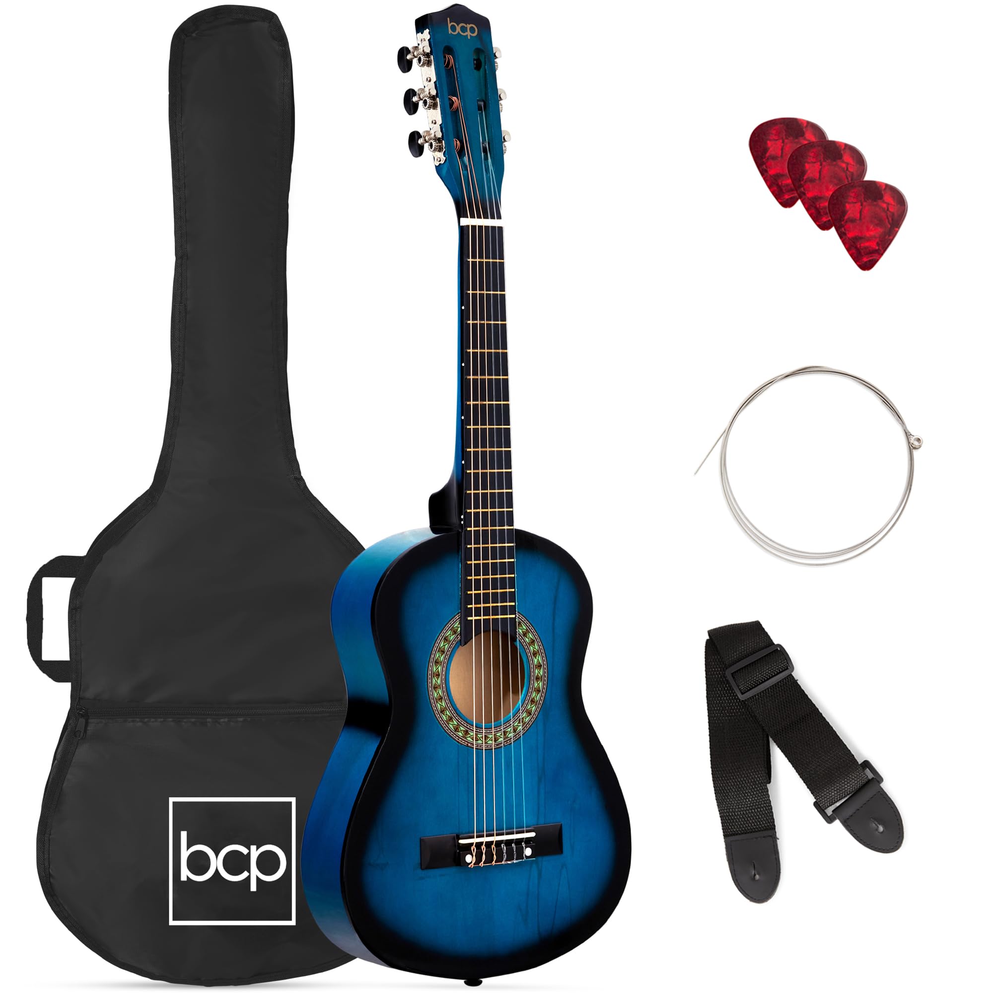 Best Choice Products 30In Kids Acoustic Guitar Beginner Starter Kit With Strap, Case, Strings - Blueburst