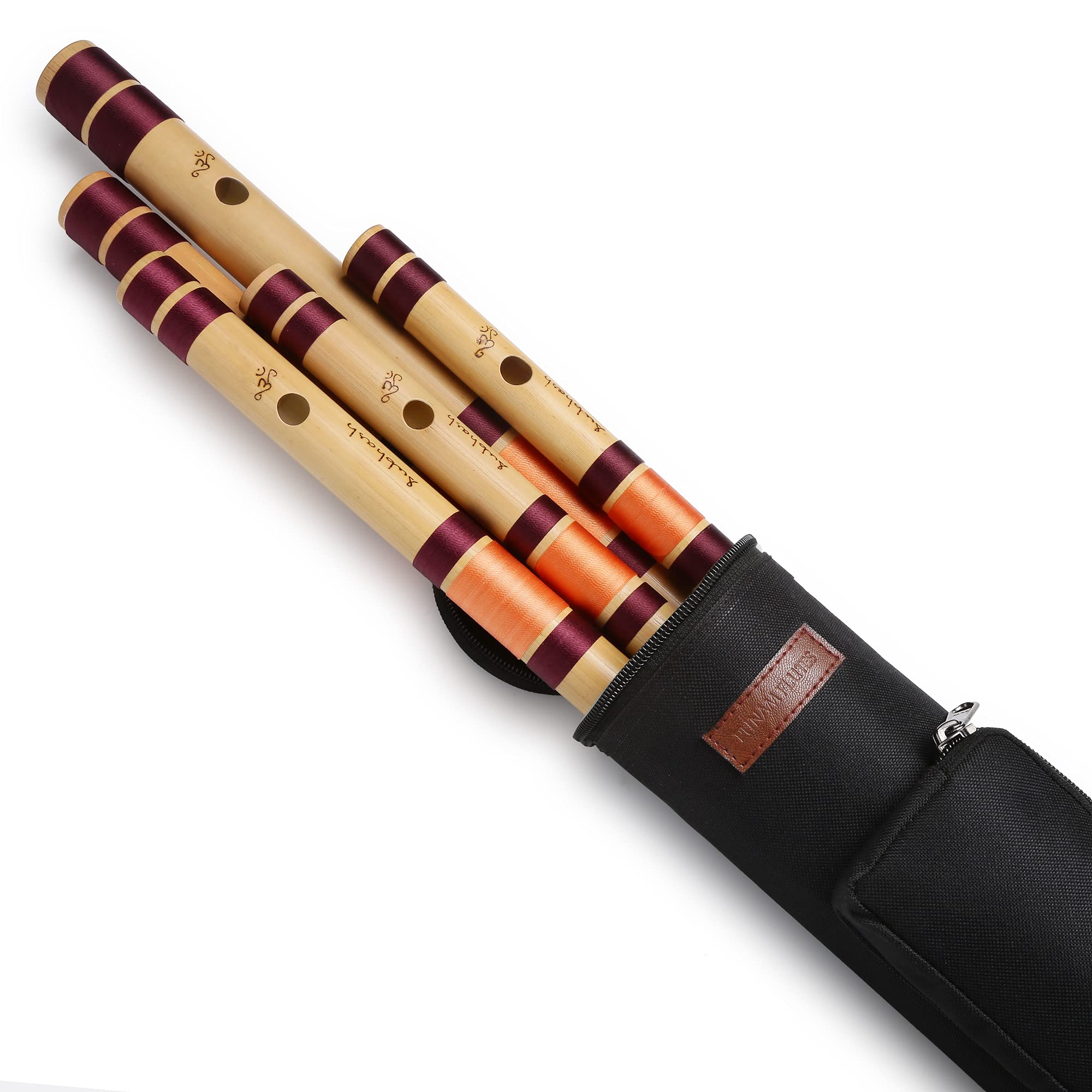 Punam Flutes Combo E, G, A Base And C, D Medium 5 Bansuri Set Right Hand
