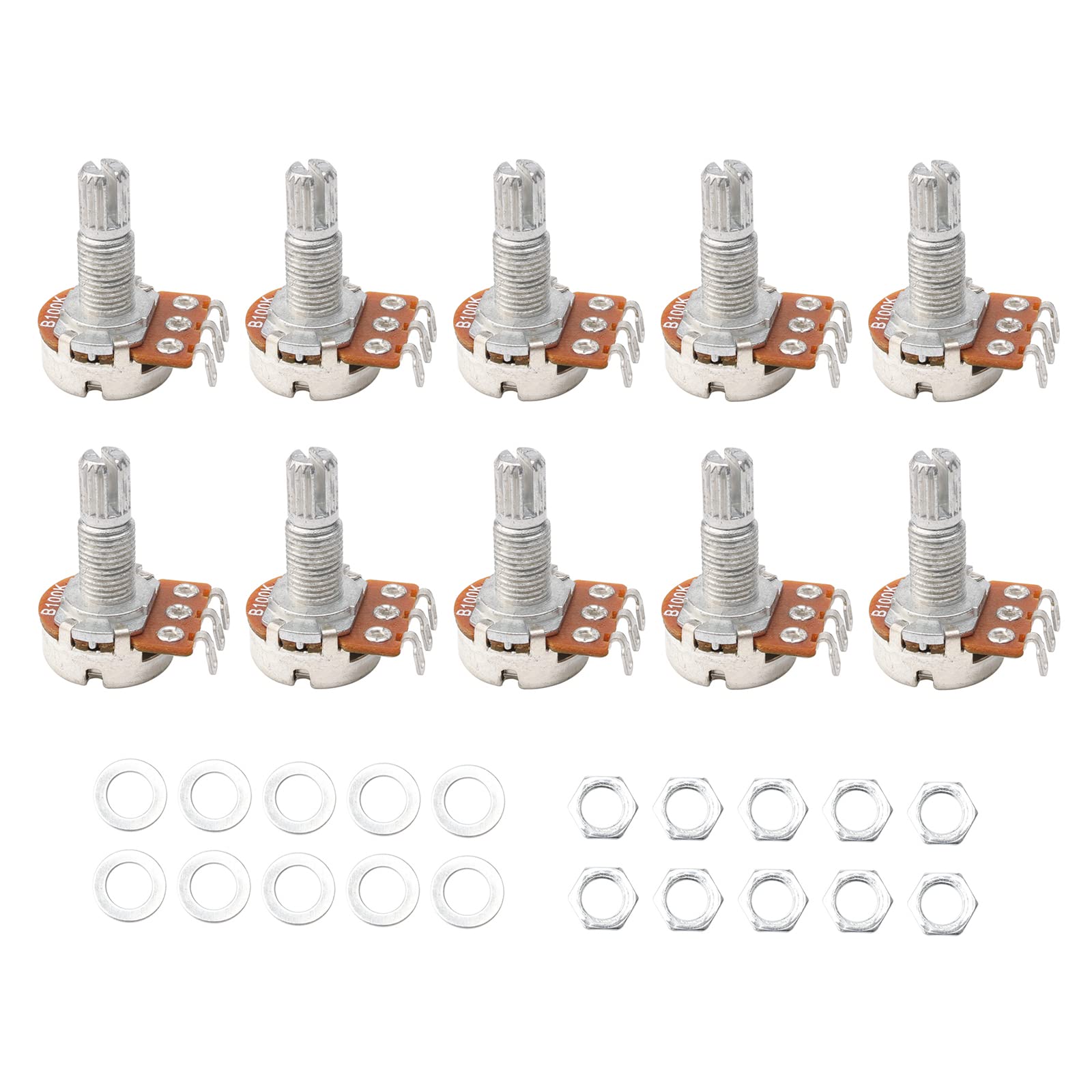 Guitar Potentiometer Audio Pots B100K Ohm Replacement For Electric Guitar Pack Of 10