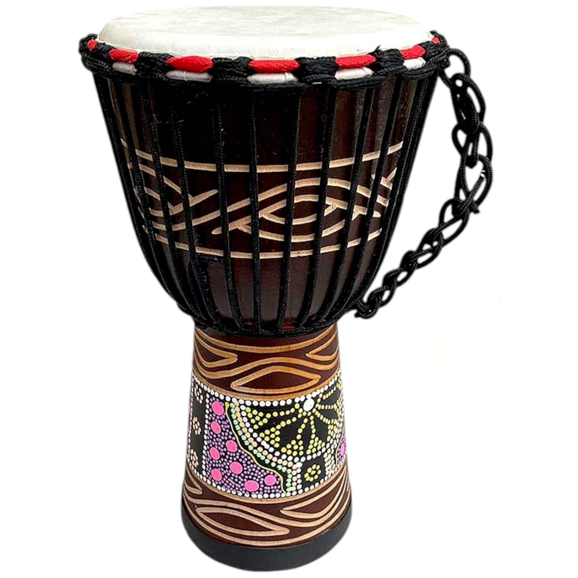 Jive Brand Djembe Bongo Congo African Mahogany Wood Drum With Heavy Base Goat Skin Head - Professional Quality 16 High - Not Mad