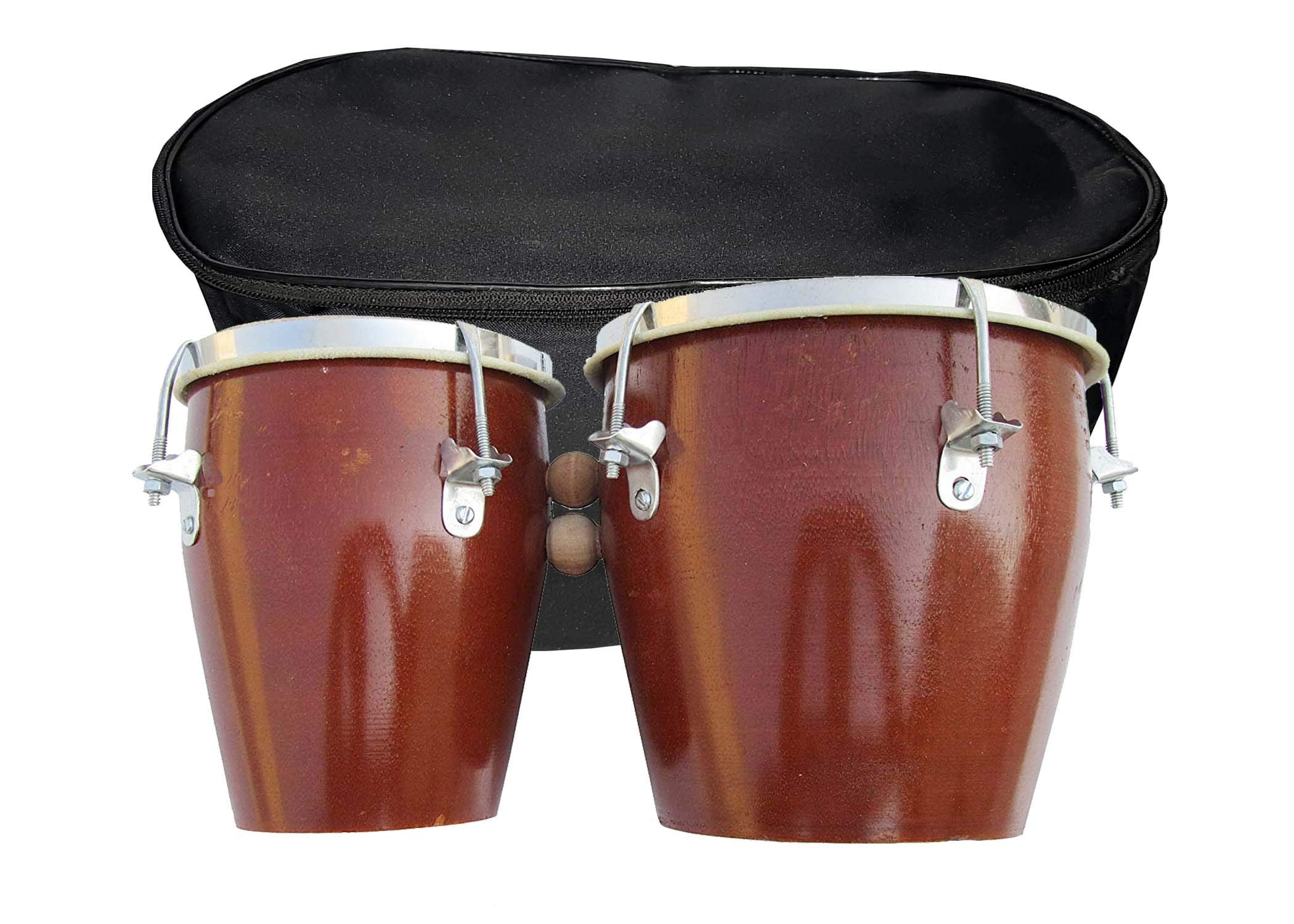 Gt Manufacturers Professional Two Piece Hand Made Wooden Bango Drum Set Bag (Brown)