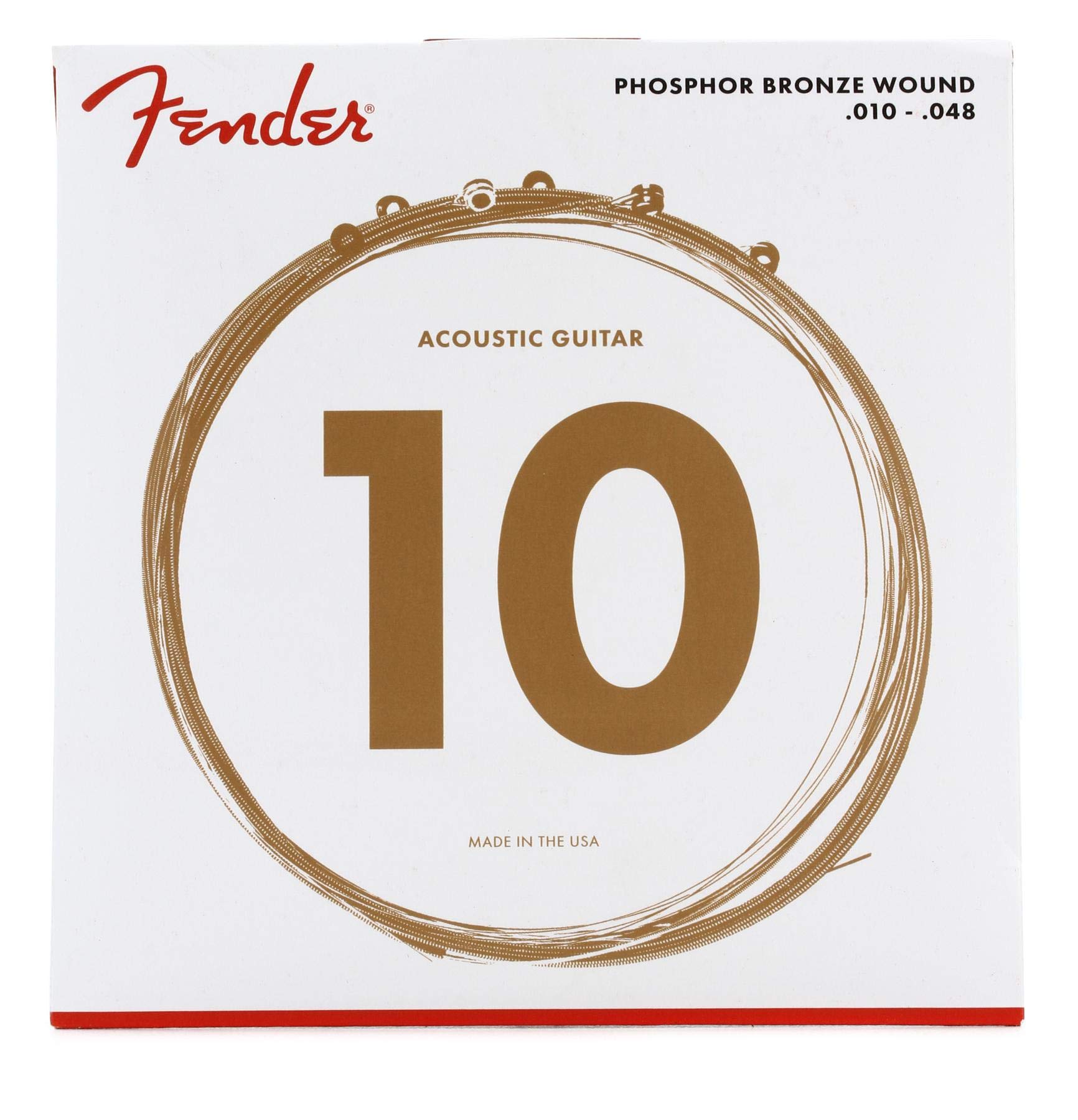Fender Phosphor Bronze Acoustic Guitar Strings, Ball End, 60Xl .010-.048