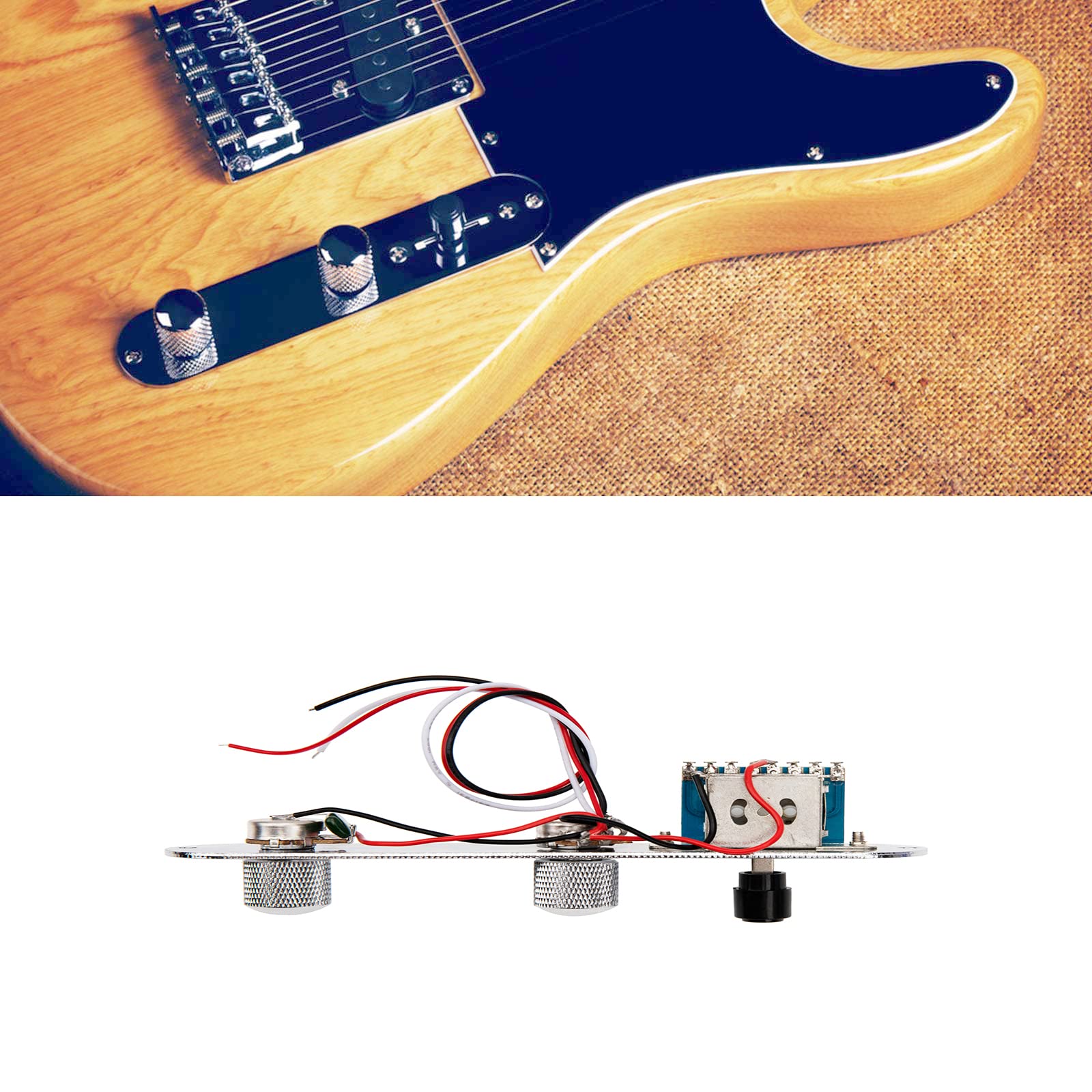 1Pcs Yootones Guitar Control Plate Loaded Chrome 3 Way Switch Plated Prewired Control Plate Compatible with Tele Telecaster Styl