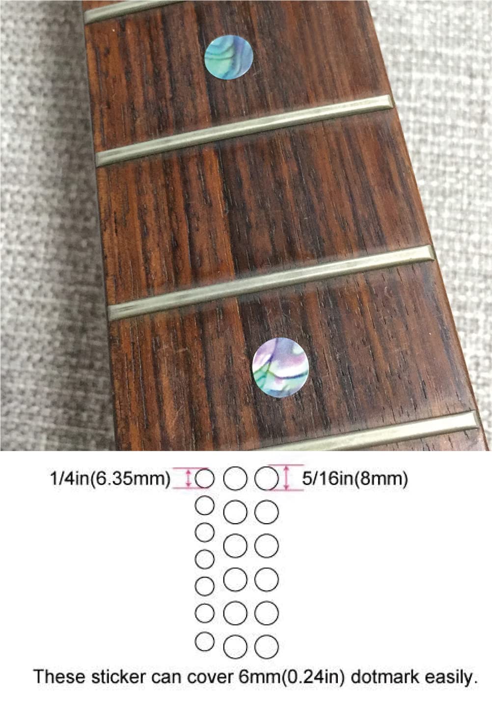 Inlay Sticker Fret Markers for Guitars & Bass - Custom Dots - Abalone-Mix