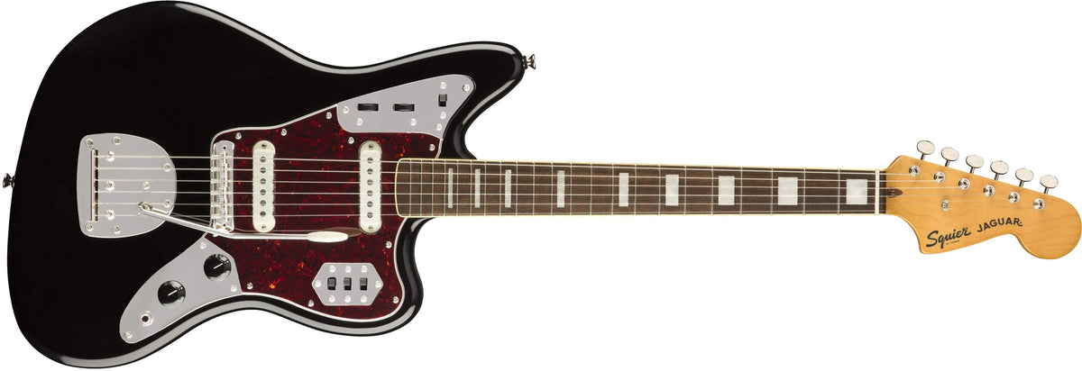 Squier Classic Vibe 70S Jaguar Electric Guitar, Black, Laurel Fingerboard