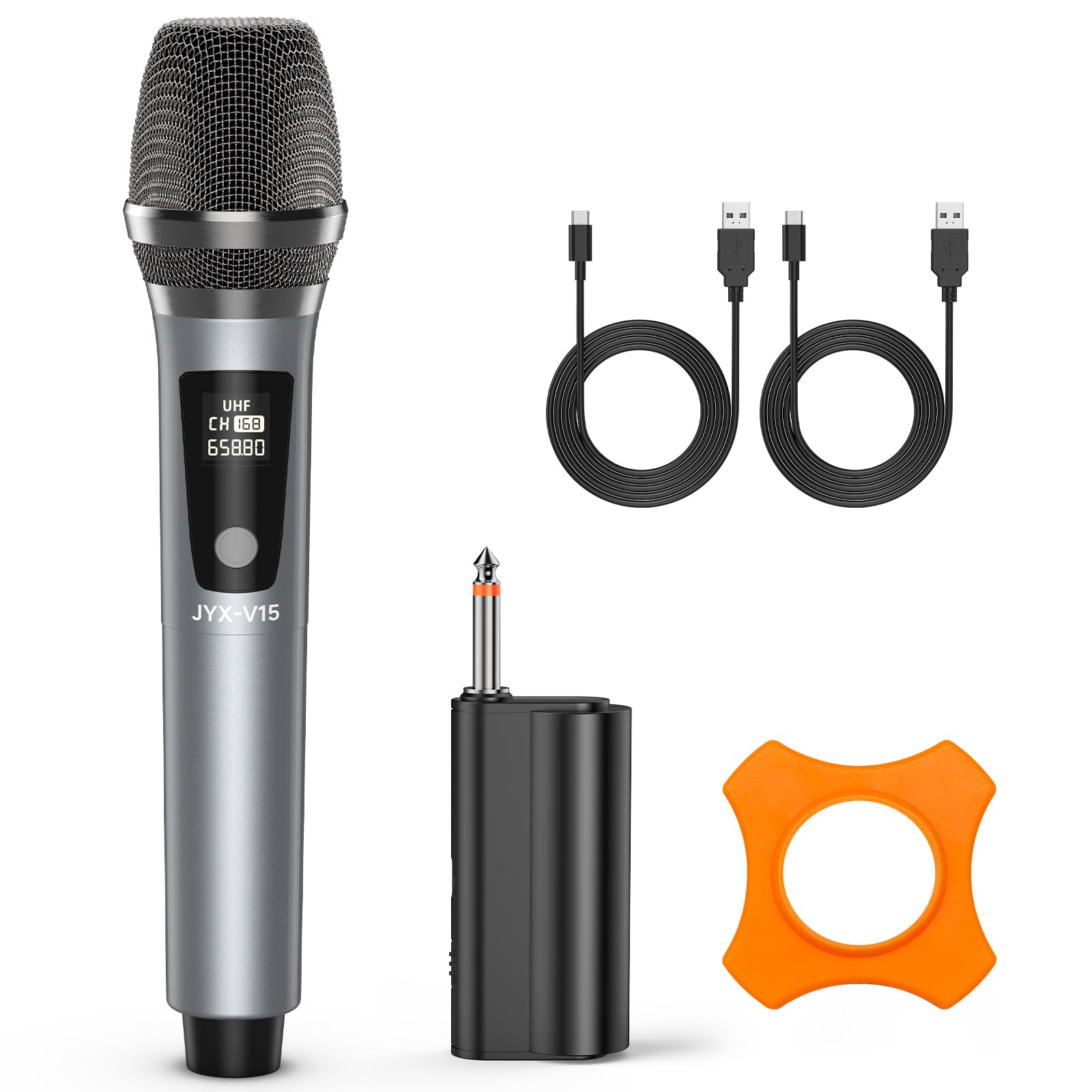 Jyx Dynamic Cardioid Vocal Microphone For Singing, Professional Uhf Metal Handheld Dynamic Mic System, Type-C Charging, Long Bat
