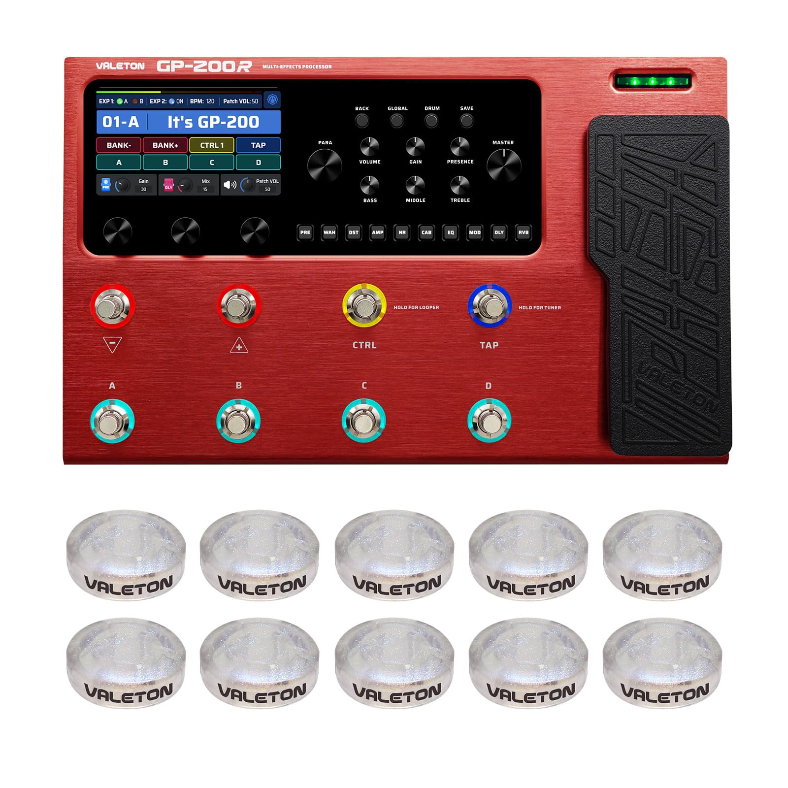 Valeton Multi Effects Processor Multi-Effects Pedal With Expression Pedal Fx Loop Midi I/O Guitar Bass Effects Pedal Amp Modelin