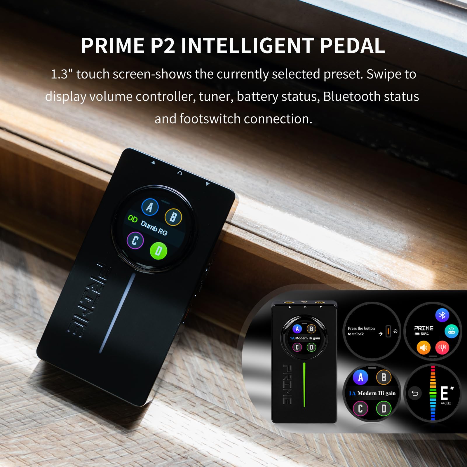 MOOER P2 Multi-Effects Pedal Processor, Stereo Electric Guitar Pedals with Amp MIDI Looper Drum Machine OTG Touch Screen for Per