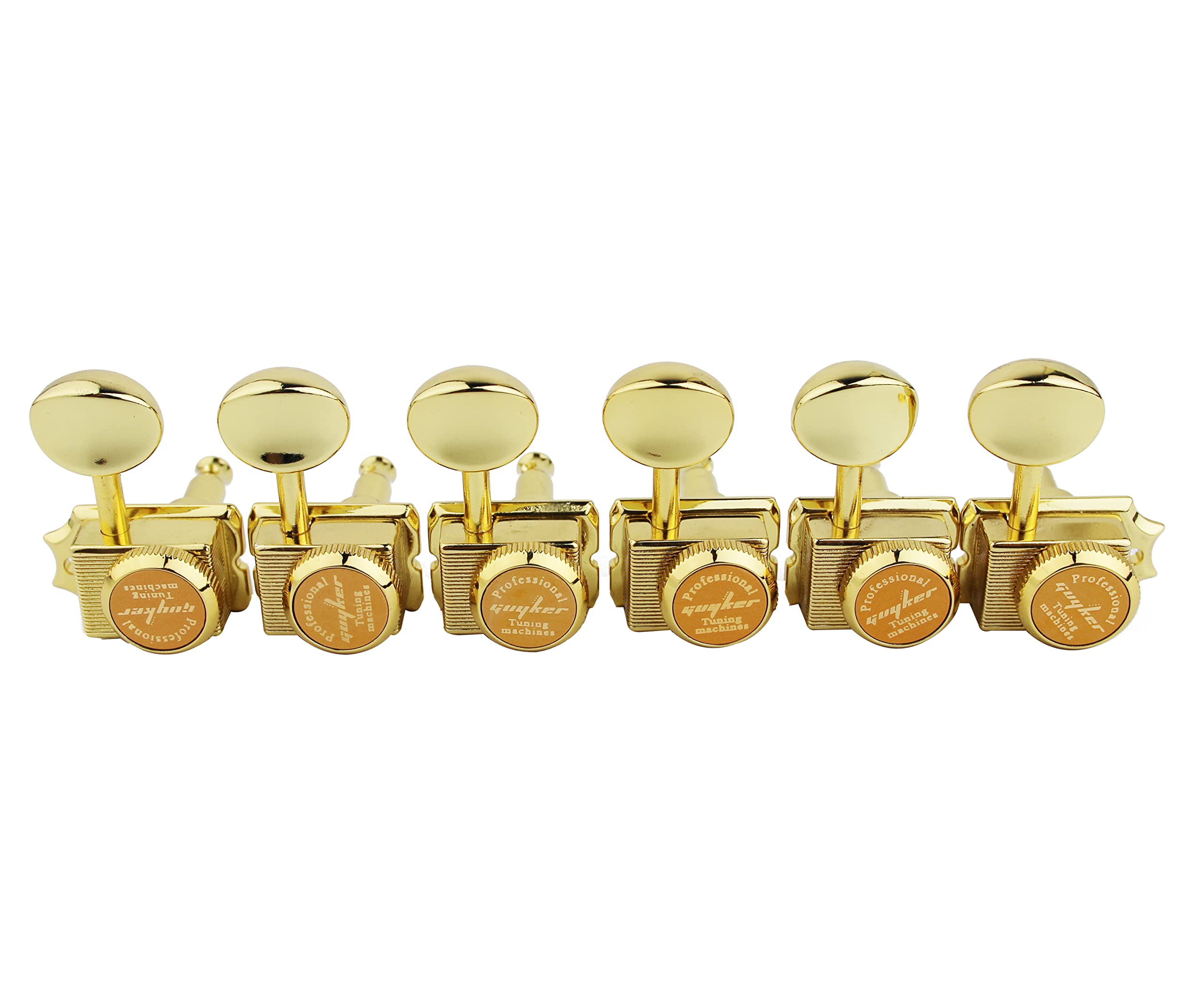 Guyker 6-in-line Vintage Guitar Lock String Tuners - Locking Tuning Key Pegs Machine Heads Replacement Parts for ST TL Style Ele