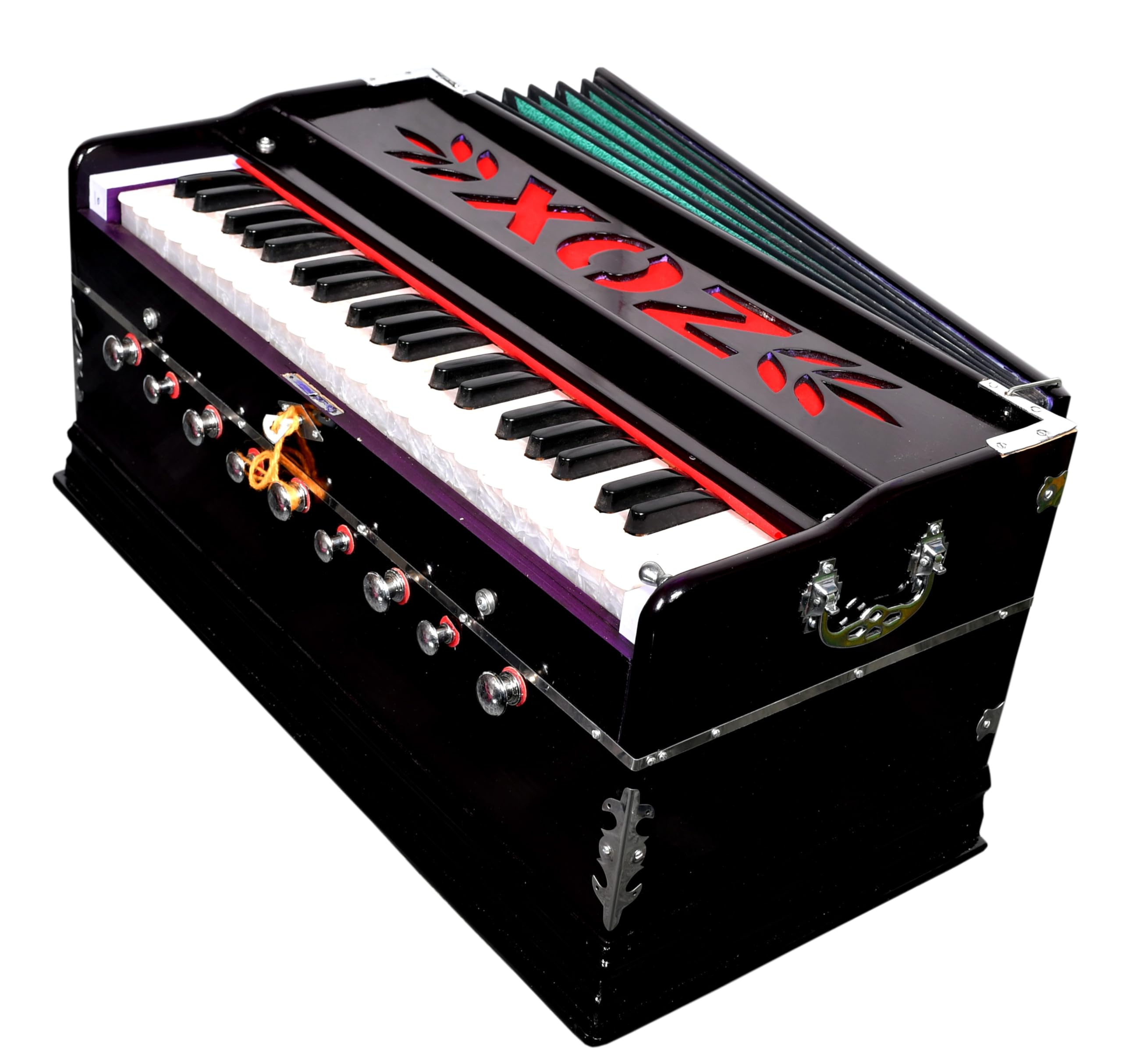 Xoz 9 Stopper, Chudidaar Bellow, 42 Key, Two Reed(Bass-Male),3 1/2 Octave,Kapler | 440 Tuned Harmonium