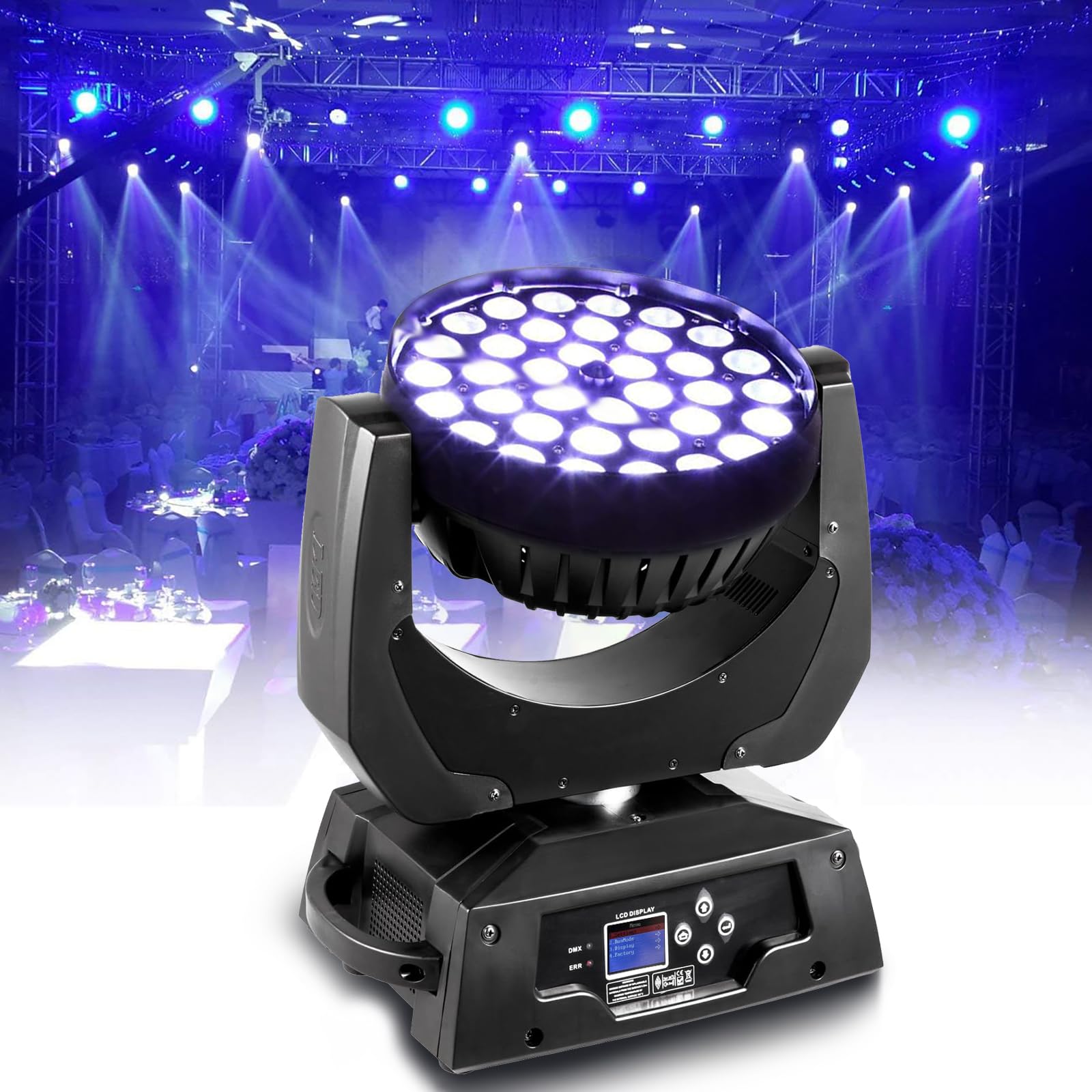 Vevor 36 X 10W Led Stage Lights Moving Head 4 Color Beam Spot Led Stage Lighting Rgb Par Lights Dmx512 Control For Club Dj Show