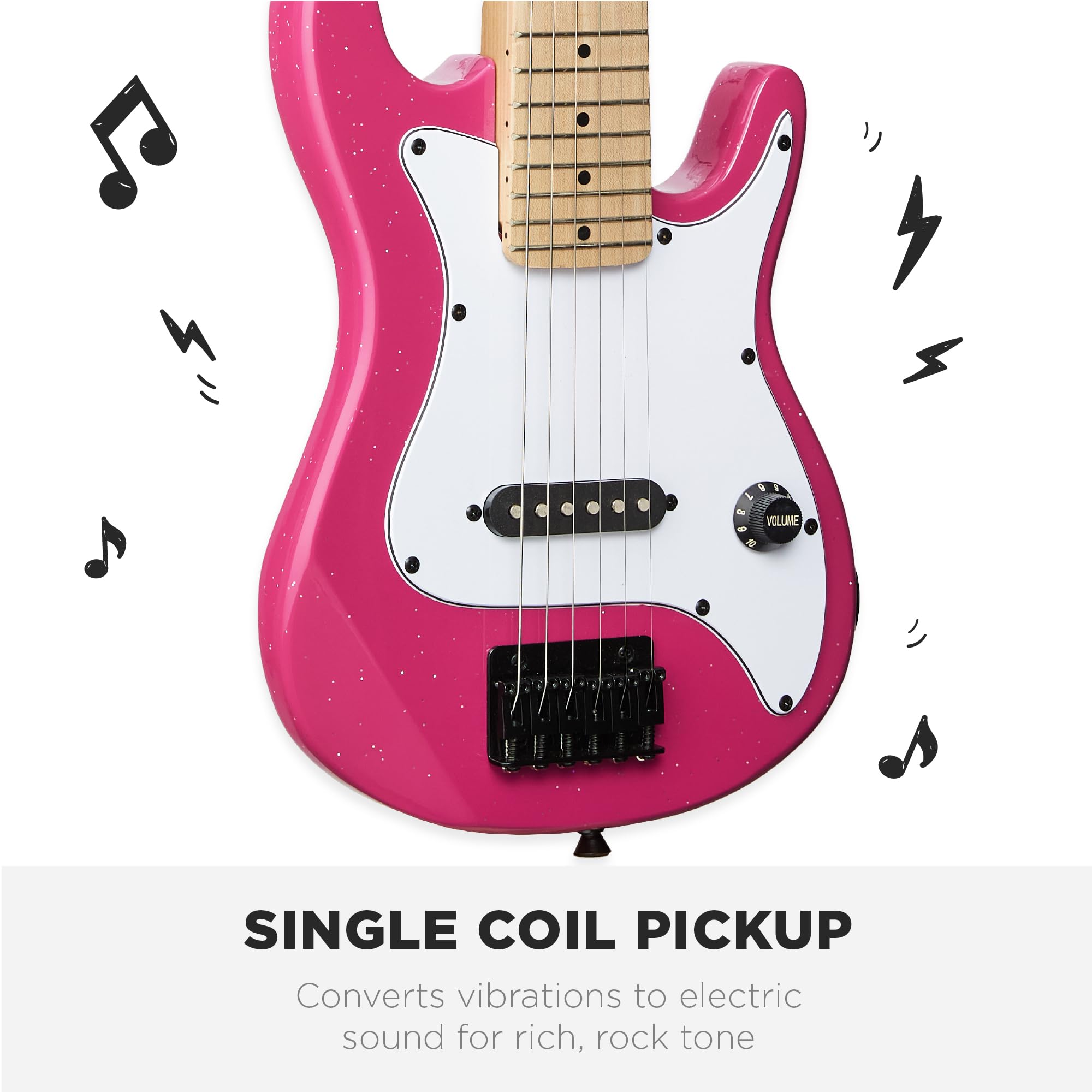 Best Choice Products 30in Kids Electric Guitar Beginner Starter Kit w/ 5W Amplifier, Strap, Gig Bag, Strings, Picks - Pink Spark