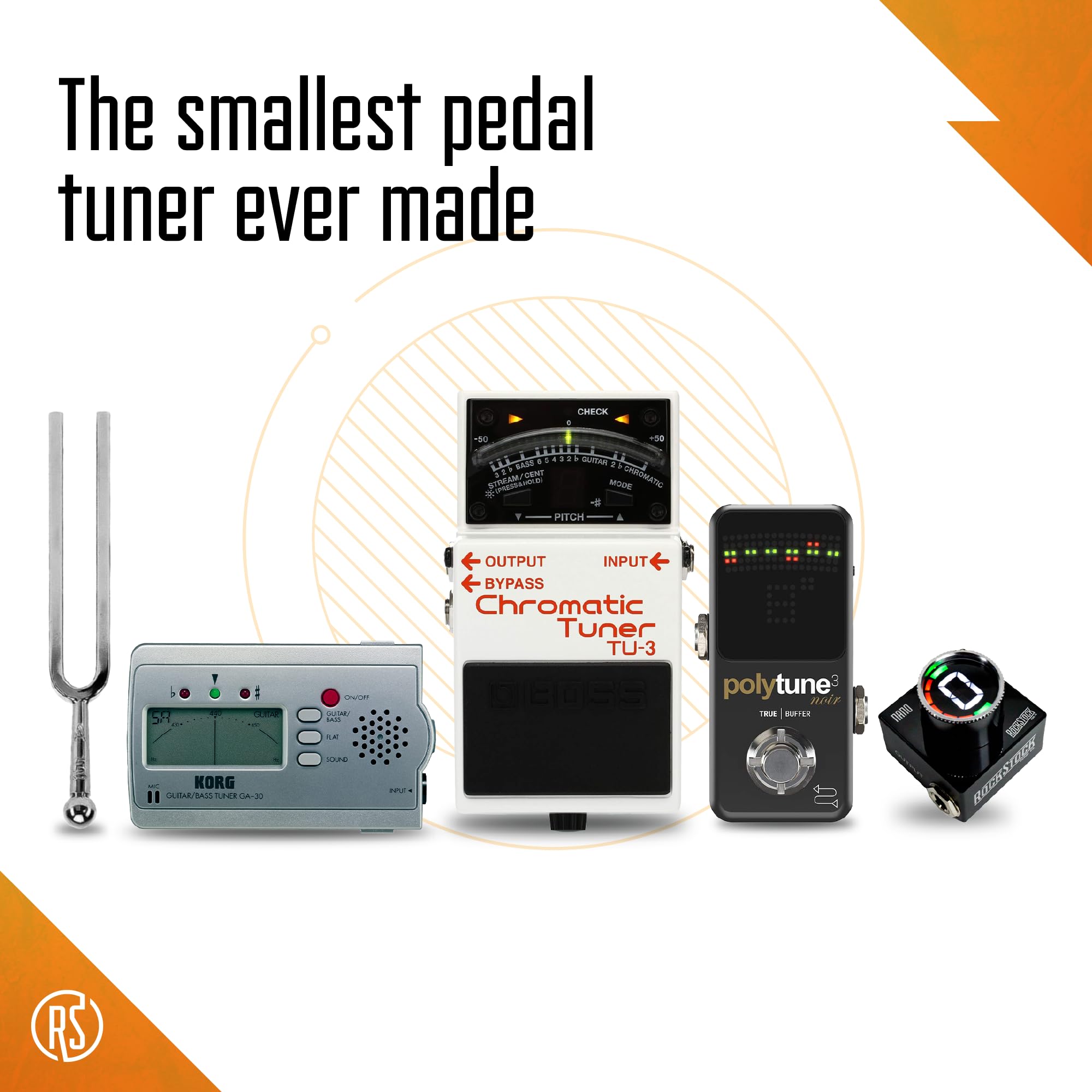 Rock Stock Nano Electric Guitar Tuner Pedal - Compact Chromatic Tuner Foot Pedal Fits on Any Pedalboard - For Acoustic, Electric