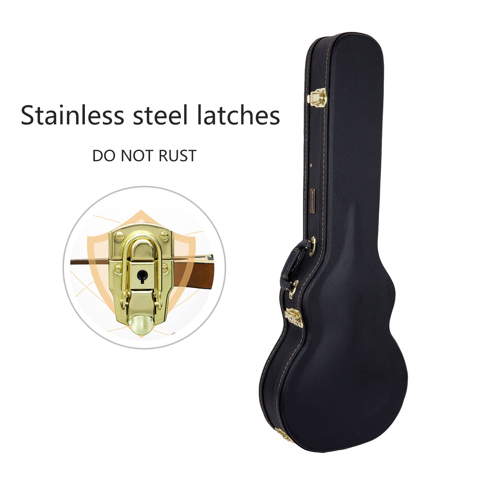 Crossrock Hardshell Arch Top Wood Case fits Les Paul Electric Guitars-Black(CRW620LBK)