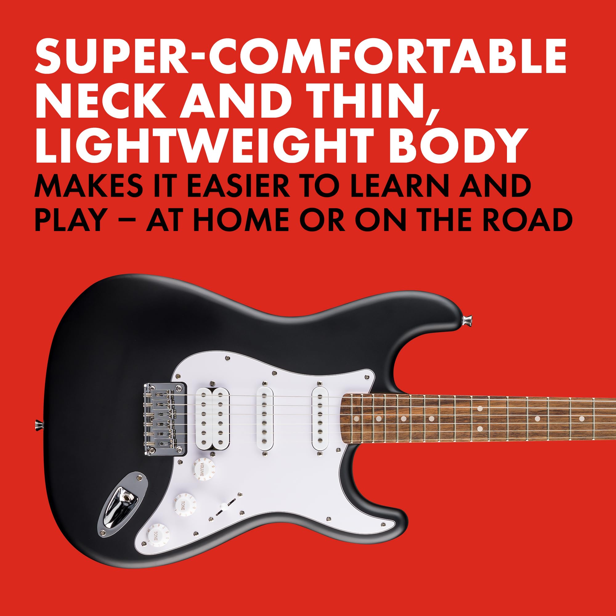 Fender Squier Debut Series Stratocaster HT HSS Electric Guitar, Beginner Guitar, 2-Year Warranty, Includes Free Lessons, Black w