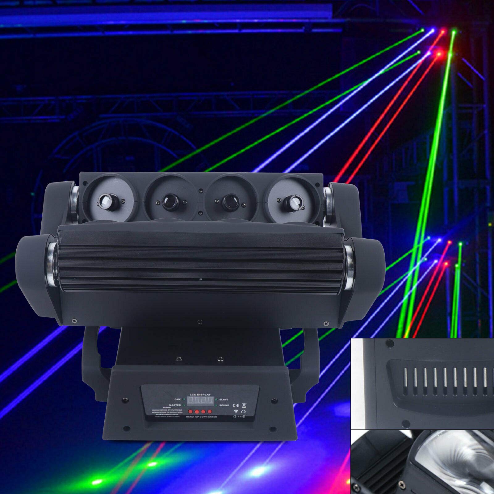 Bar Lights 8 Eye RGB Moving Head Beam Light DMX Party Club Bar Stage Lighting 110V Par Lighting Sound Activated for DJ KTV Disco