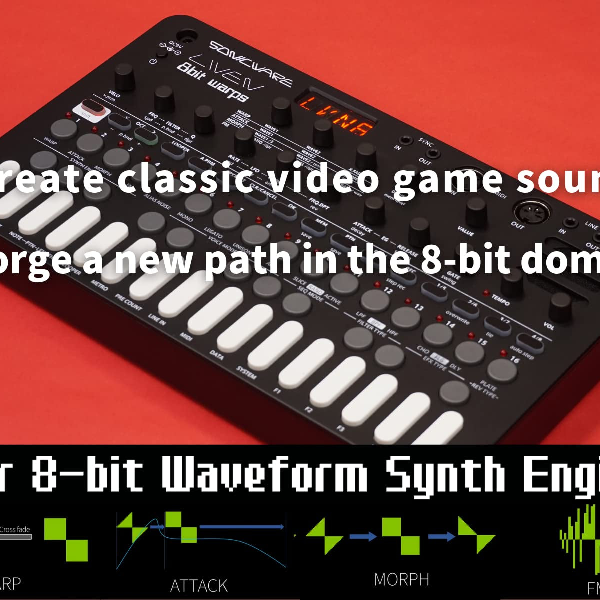 Sonicware Liven 8Bit Warps [8-Bit Synthesizer Groove Box] 4-Track ...