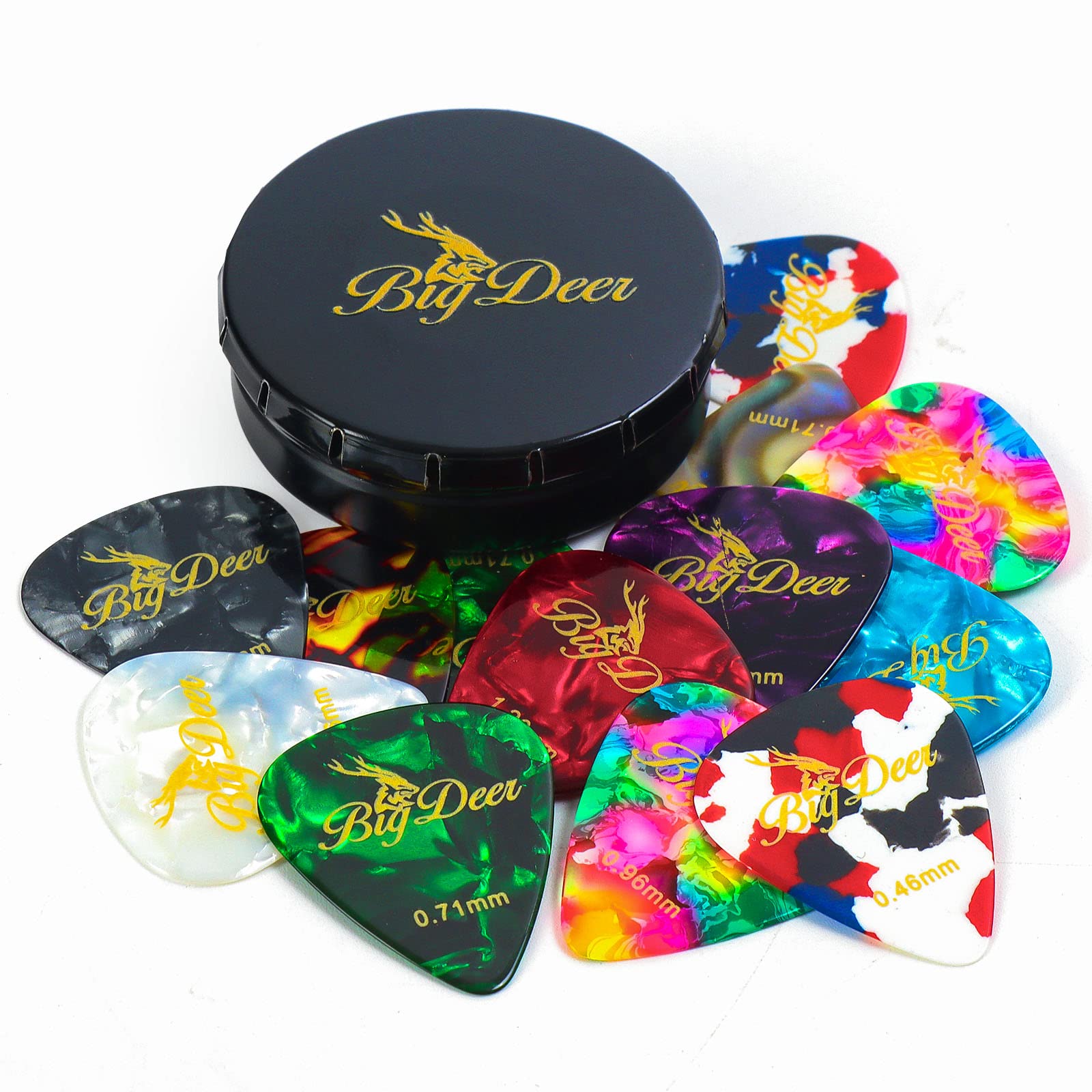 Bigdeer 16 Pack Celluloid Guitar Picks ,Includes Thin,Medium, Heavy & Extra Heavy Picks Plectrums For Acoustic Guitar,Ukulele,Ba