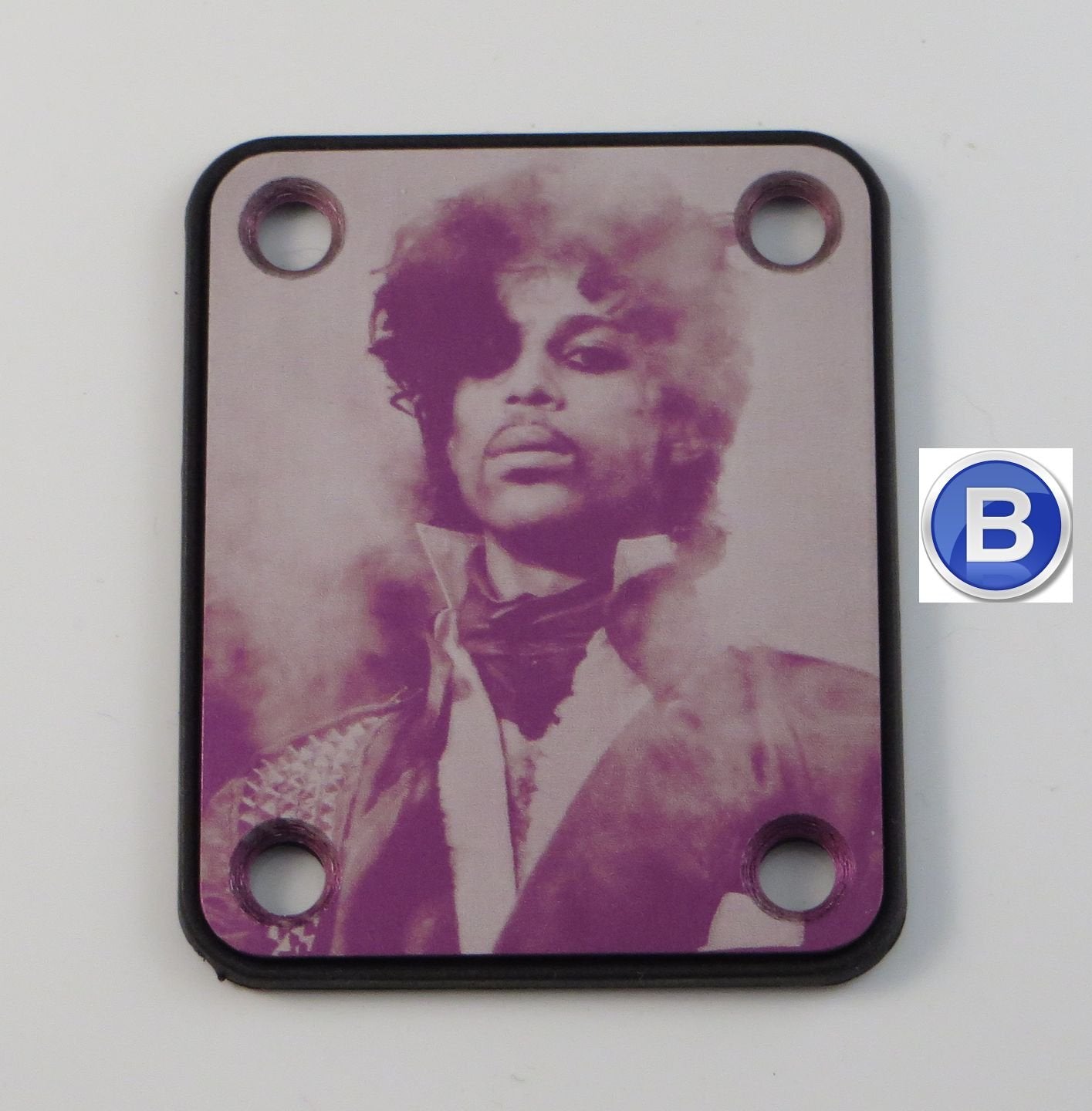 Prince Tribute Purple Guitar Neck Plate - Choose Design - Custom Engraved - Standard 4 Bolt