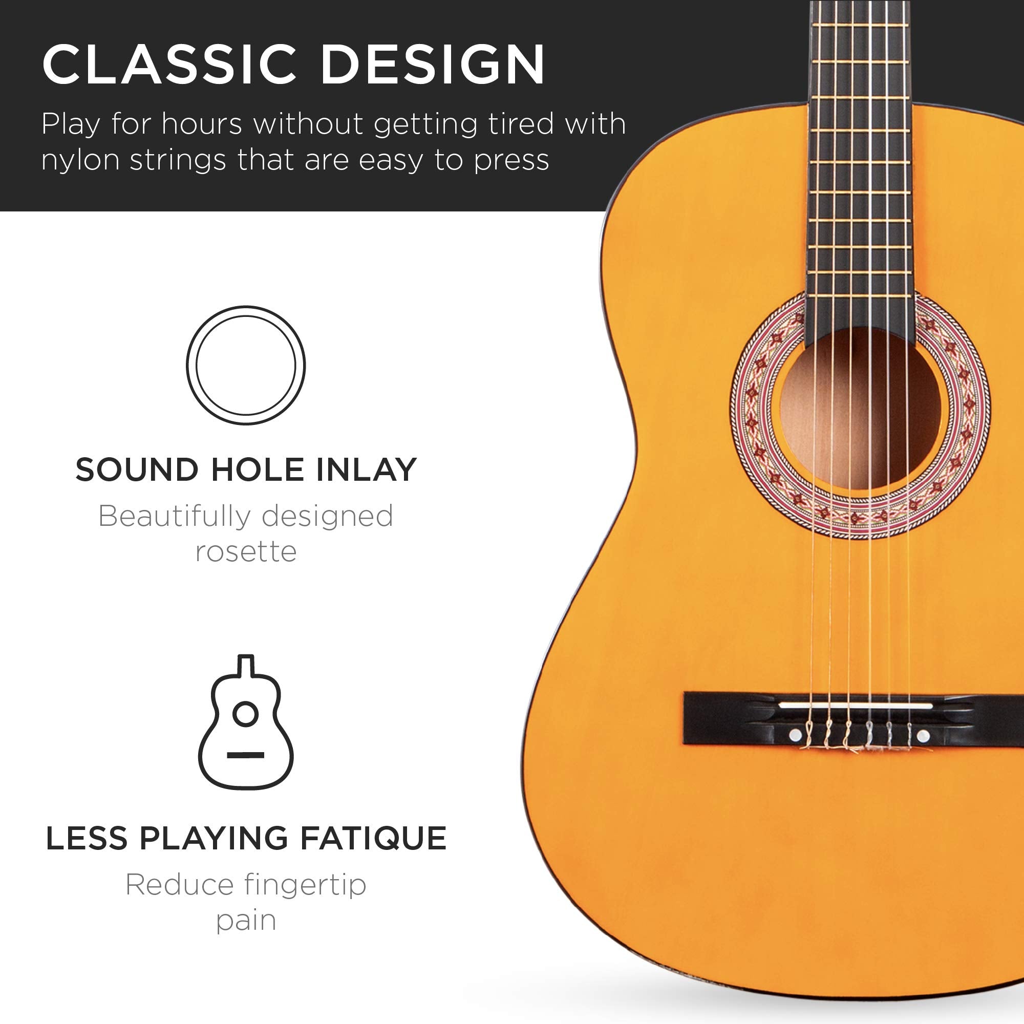 Best Choice Products 38in Beginner All Wood Acoustic Guitar Starter Kit w/Gig Bag, 6 Celluloid Picks, Nylon Strings, Capo, Cloth