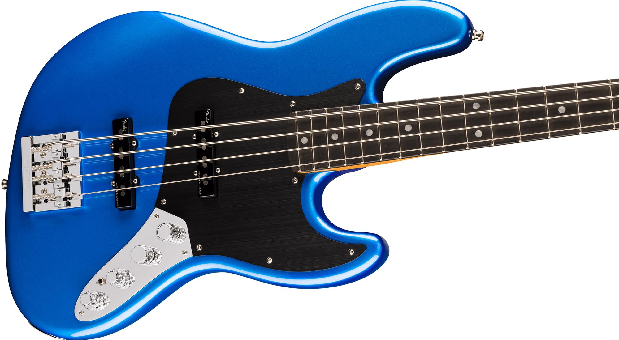 Fender American Ultra II Jazz Bass - Noble Blue Bundle with Case, Strap, Cable, Hat, and Guitar Cleaning Kit