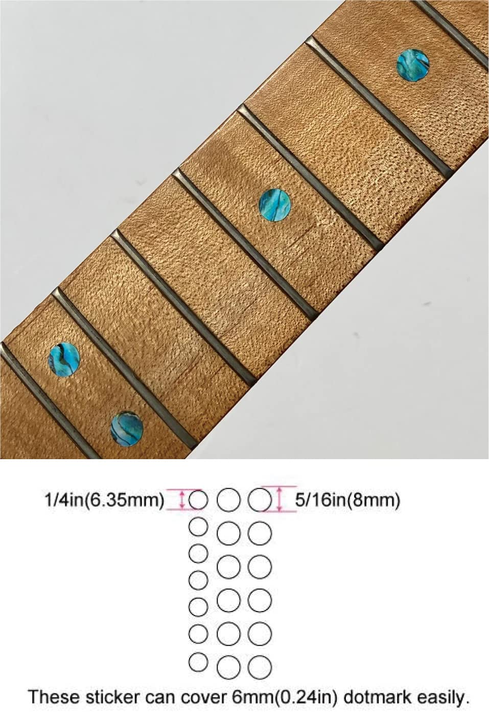Inlay Sticker Fret Markers for Guitars & Bass - Custom Dots - Abalone Blue