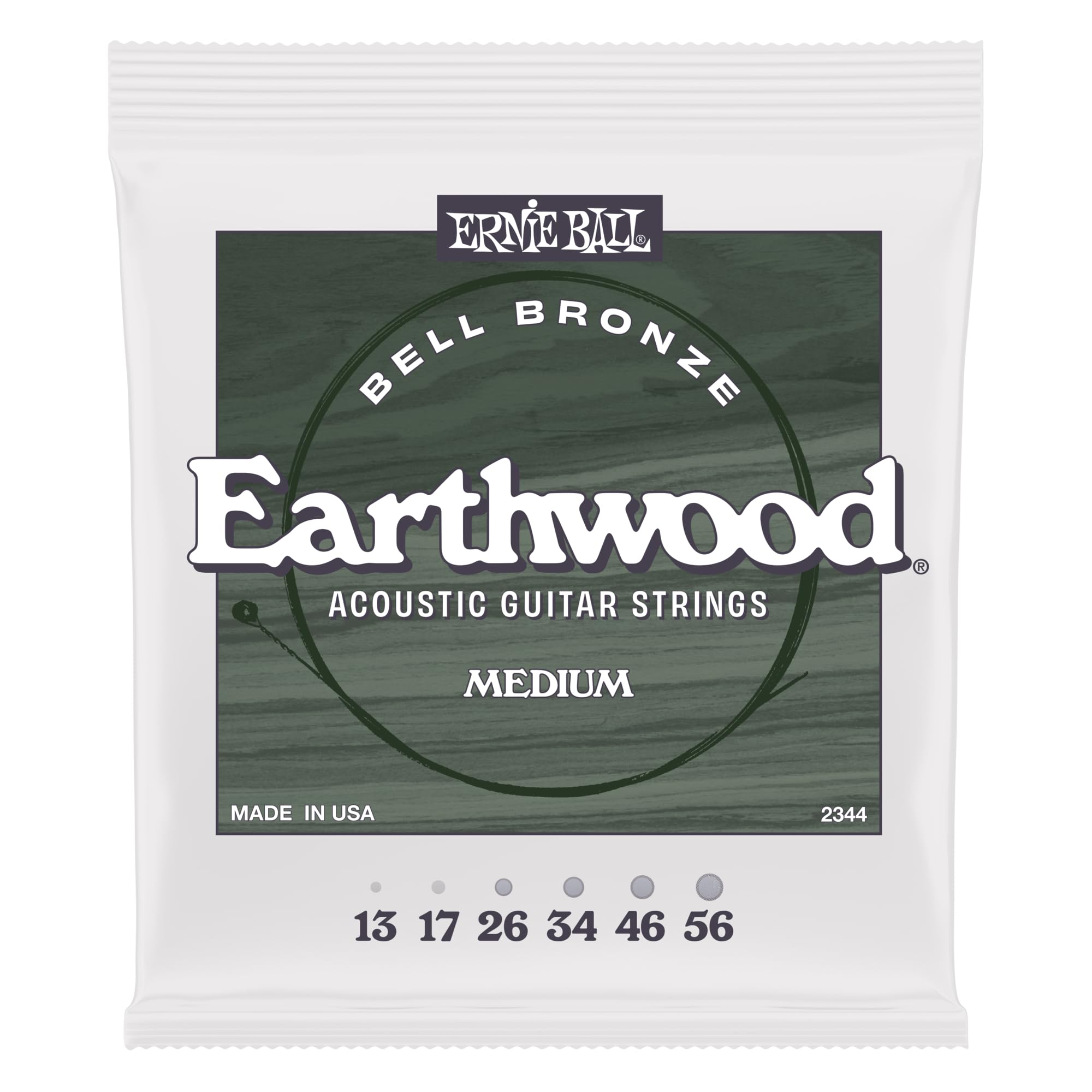 Ernie Ball Medium Earthwood Bell Bronze Acoustic Guitar Strings 13-56