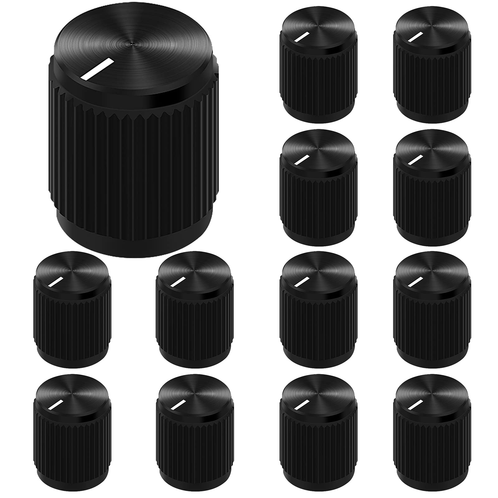 DaierTek Guitar Effect Pedal Knob Metal Black Potentiometer Knob Anodized Aluminum Amp Pot Knob with Set Screw 1/4 -13Pack