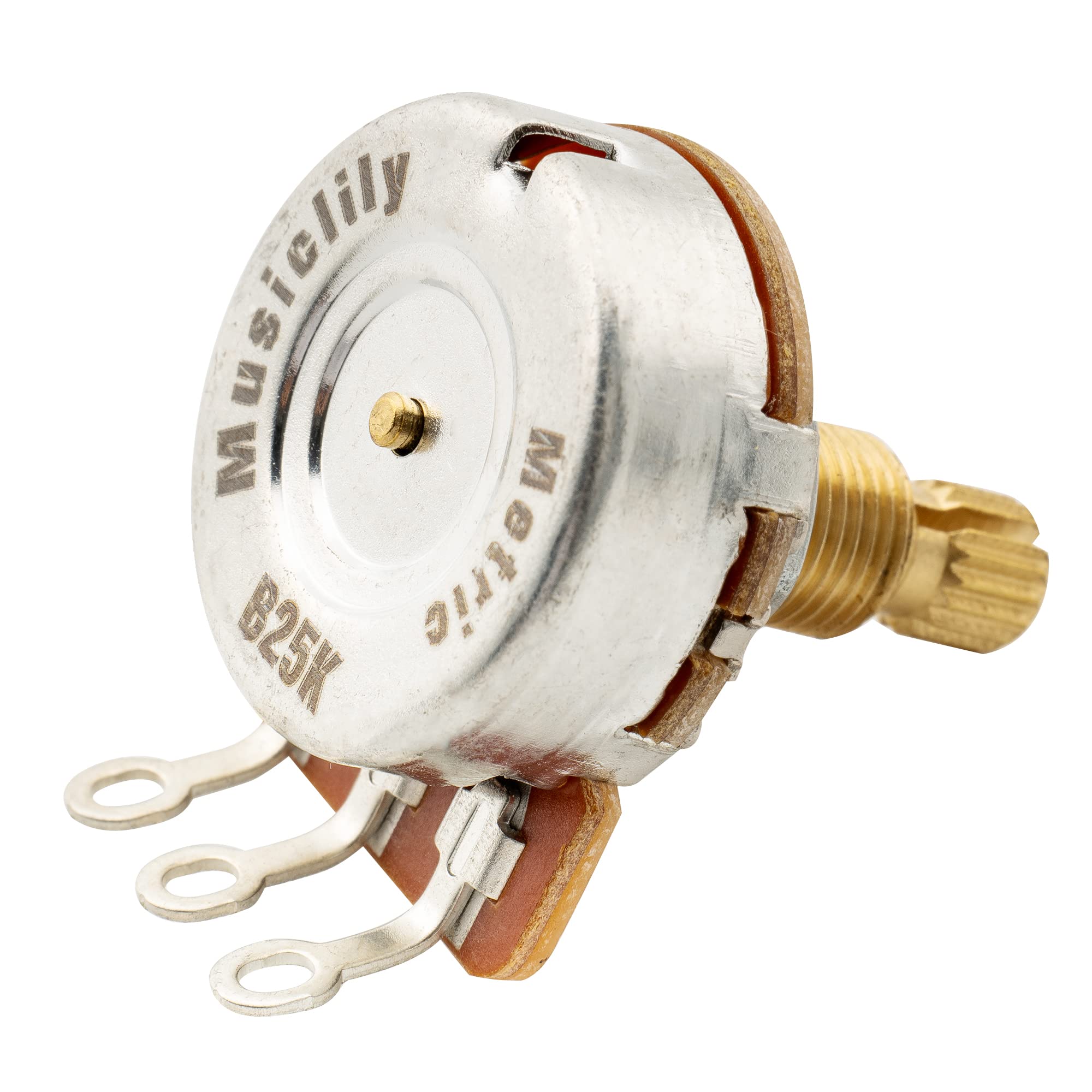 Musiclily Pro HD B25K Full Brass Metric Coarse 18-Spline Split Shaft Pot Linear Taper Potentiometer for Electric Guitar Bass