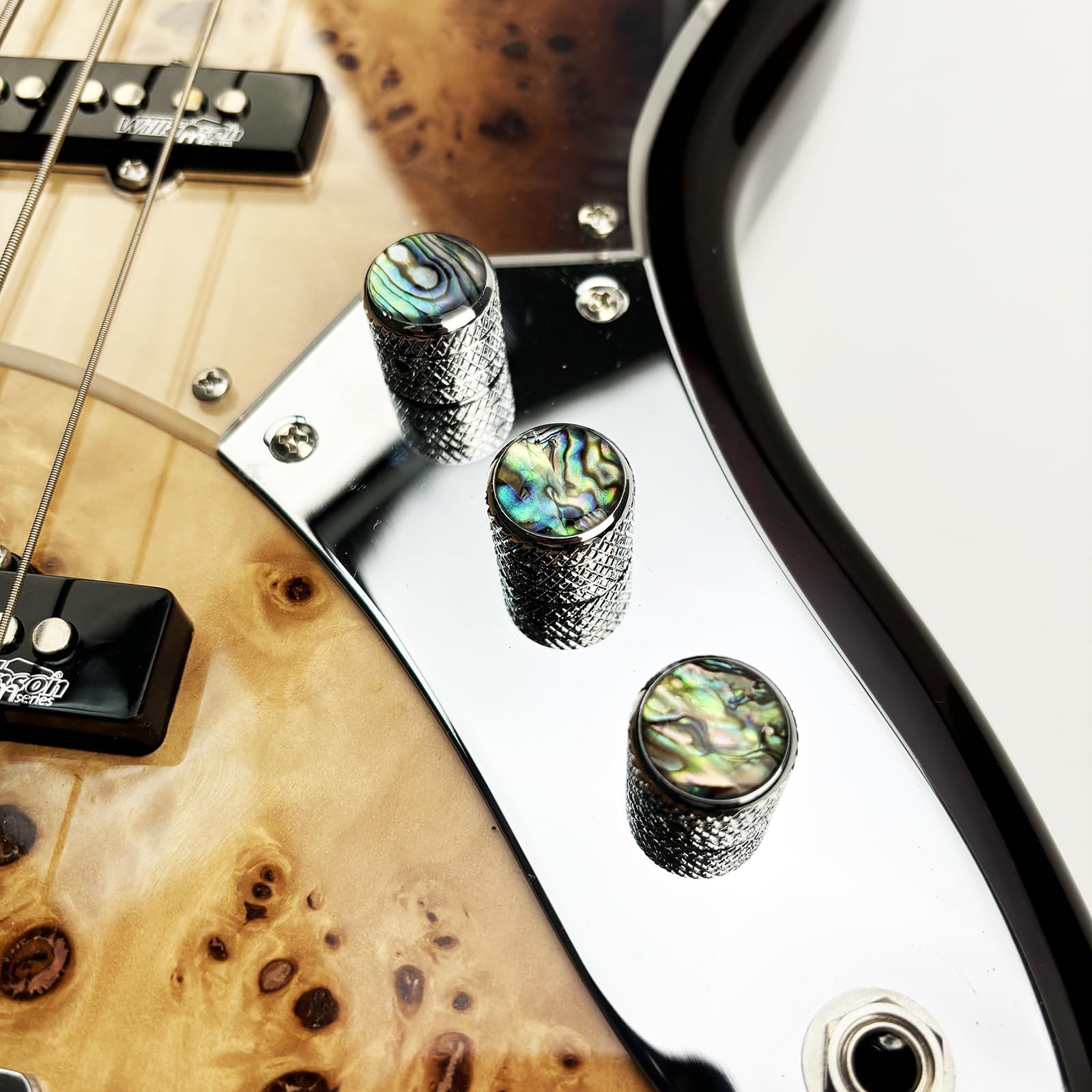 OVSAL 3Pcs Bass Guitar Knobs Abalone Shell Dome Metal Guitar Volume Tone Knobs Electric Guitar Parts for Feder Strat Telecaster