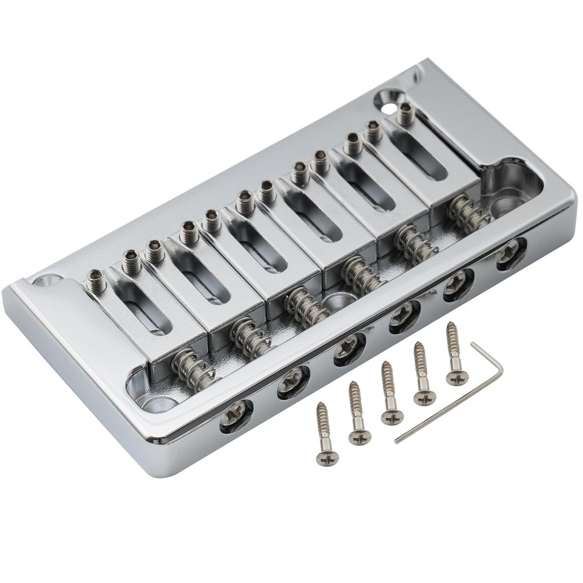 Musiclily Ultra Brass 52.5Mm Fixed Hardtail Bridge For 6 String Strat Tele Style Electric Guitar, Chrome