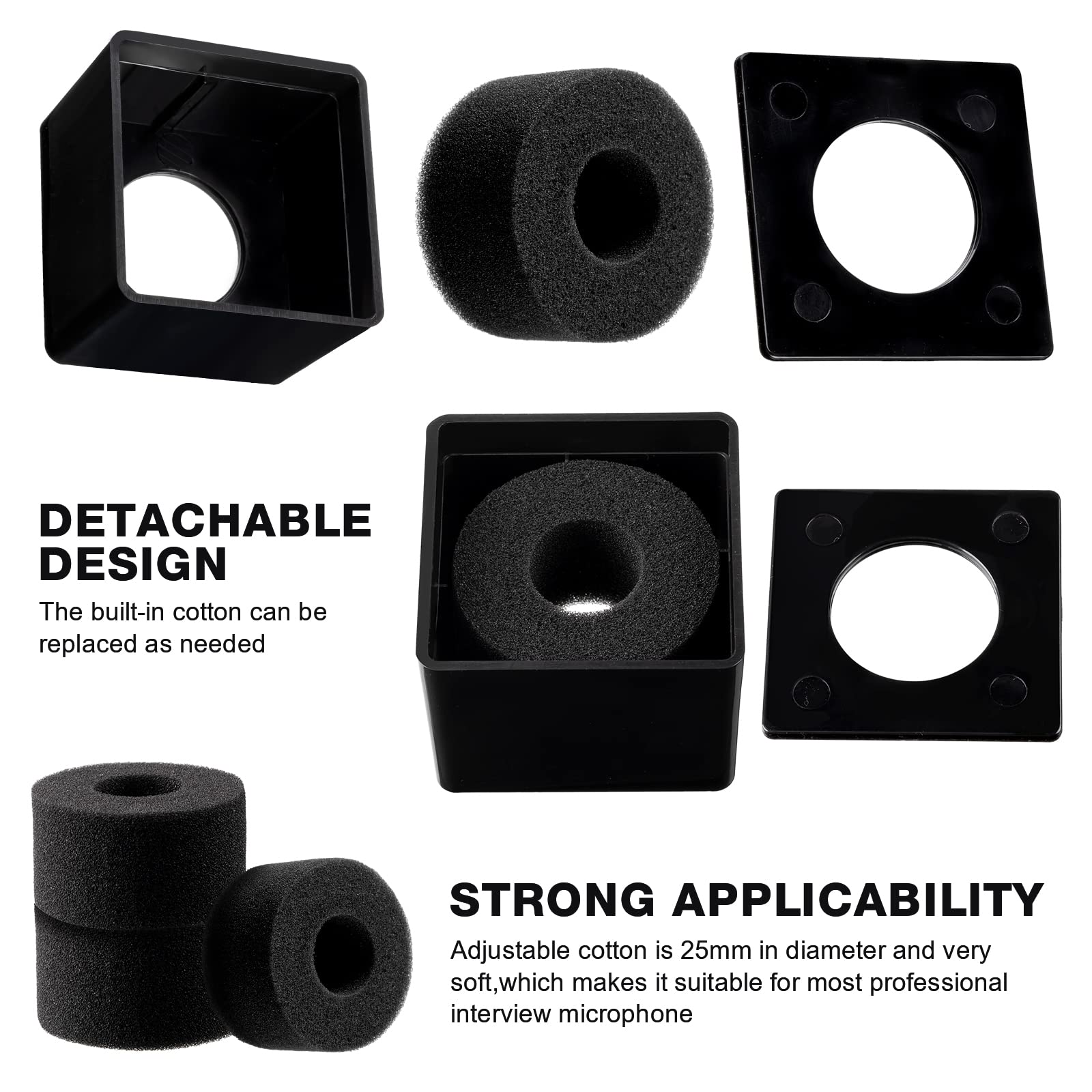 10 Pcs Microphone Flag Station Portable Square Cube ABS Foam Mic Flag Logo Studio Equipment Microphone Accessories for Reporter