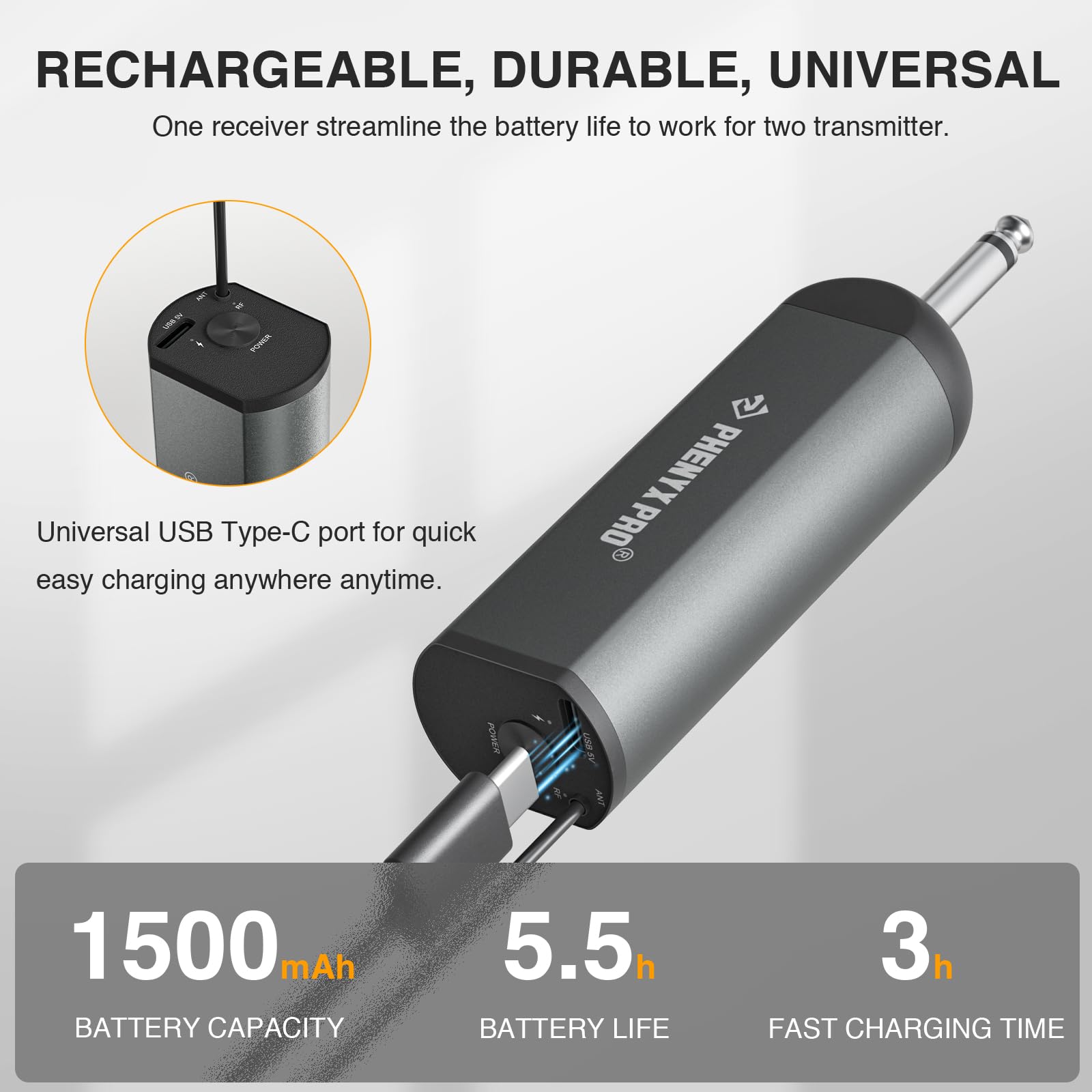 Phenyx Pro Dual Digital Wireless Microphone System, w/Handheld Dynamic Microphone, Bodypack Transmitter, Mini Receiver, 2x15 UHF