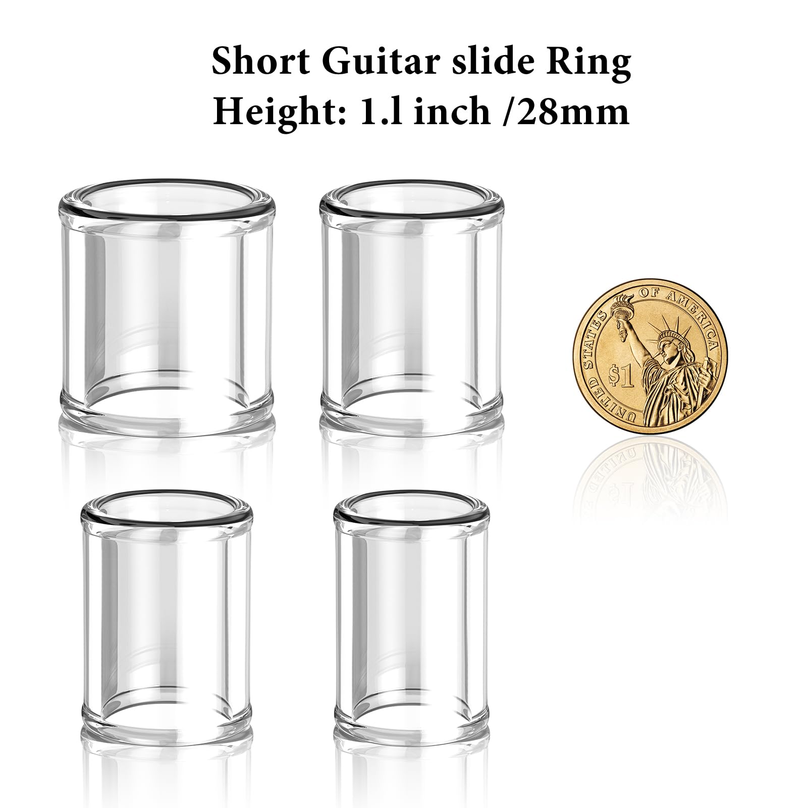LIFEHIM 8pcs Short Glass Guitar Slide for Electric and Acoustic Resonator Guitars, Multisize Slide Guitar Long 28mm Guitar Finge
