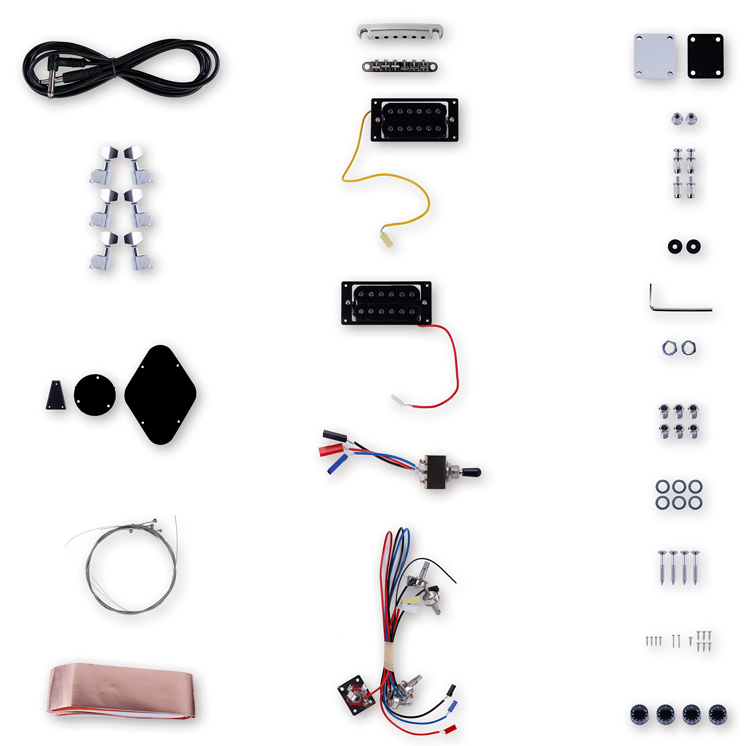 Leo Jaymz DIY Electric Guitar Kits with Mahogany Body and Maple Neck - Ebony Fingerboard and All Components Included (PS)