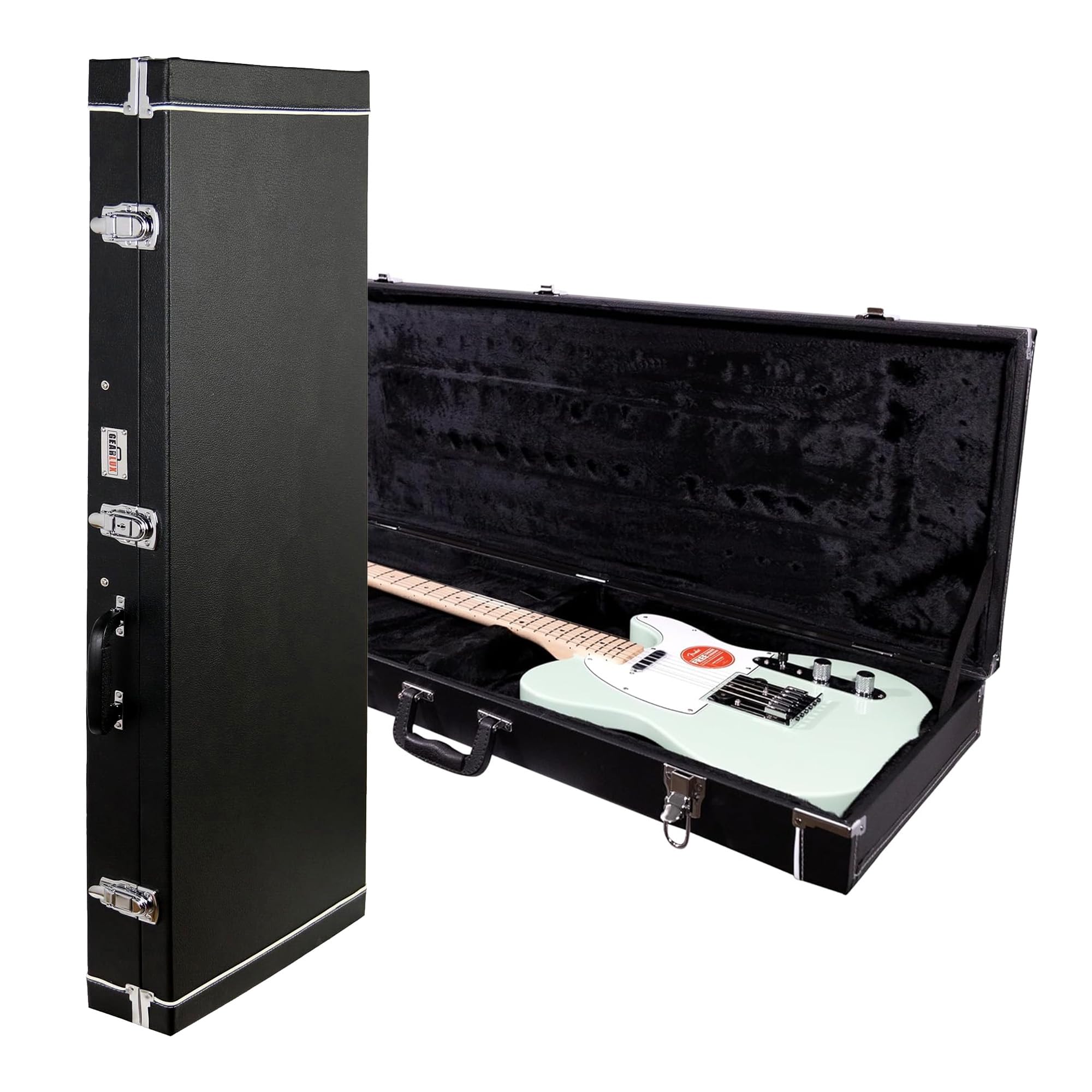 Gearlux Electric Guitar Hard Case for Fender Stratocaster/Telecaster and Standard-Size Guitars with Exterior Lock and Key, Inter