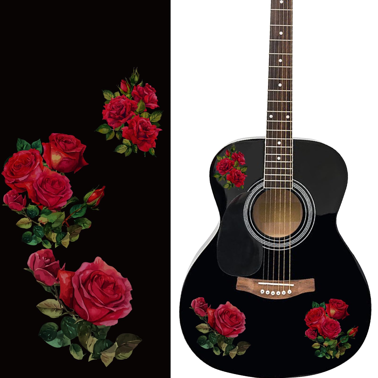 Pligreat 2 Pack Red Rose Guitar Headstock Guard Board Stickers Removable Guitar Decals Diy Gifts For Guitarist Bass Player Bands