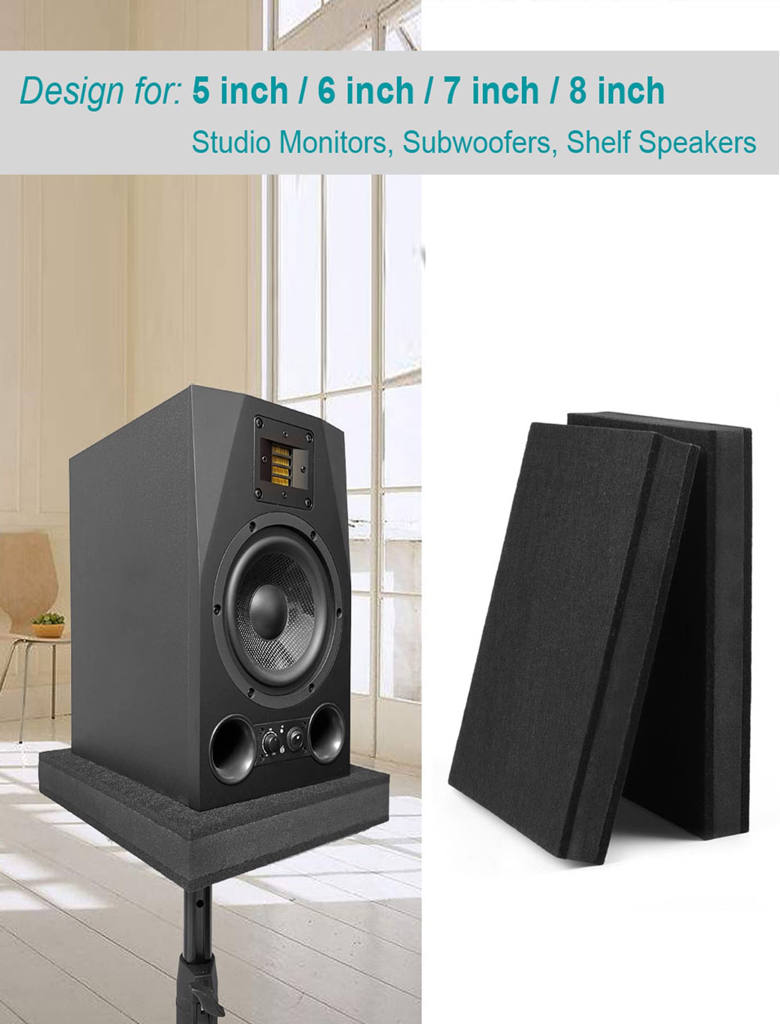 for 5 ' '- 8 ' ' Studio Monitor Speaker Noise Isolation Pads 3-Layer Acoustic Stand Riser Foam Subwoofer Isolation Pad Audio Vib