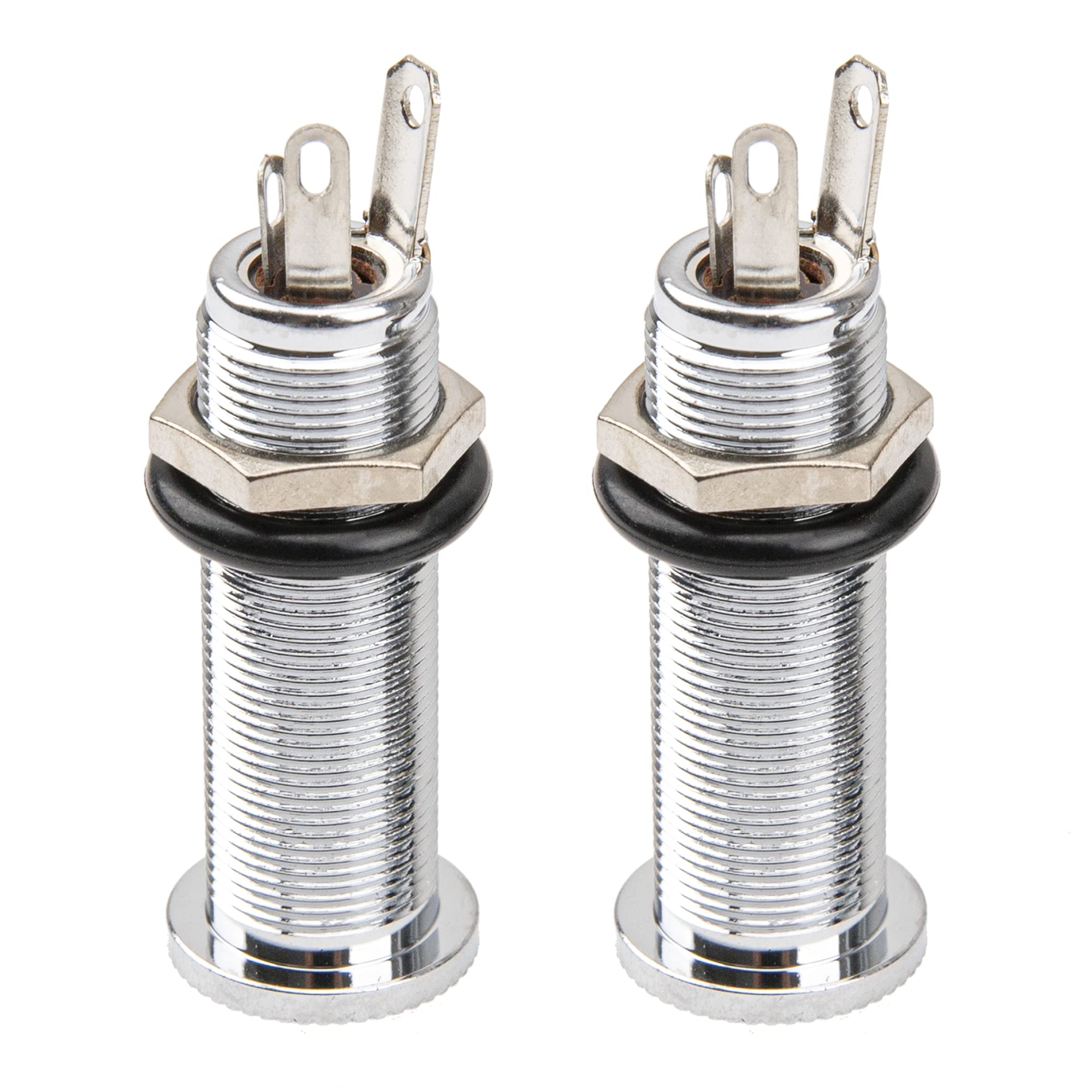 2Pcs Yootones Threaded Cylinder Output Jack Flush Mount Stereo Mono Jack Plug Sockets Compatible With Guitar Eq Pickup (Silver)