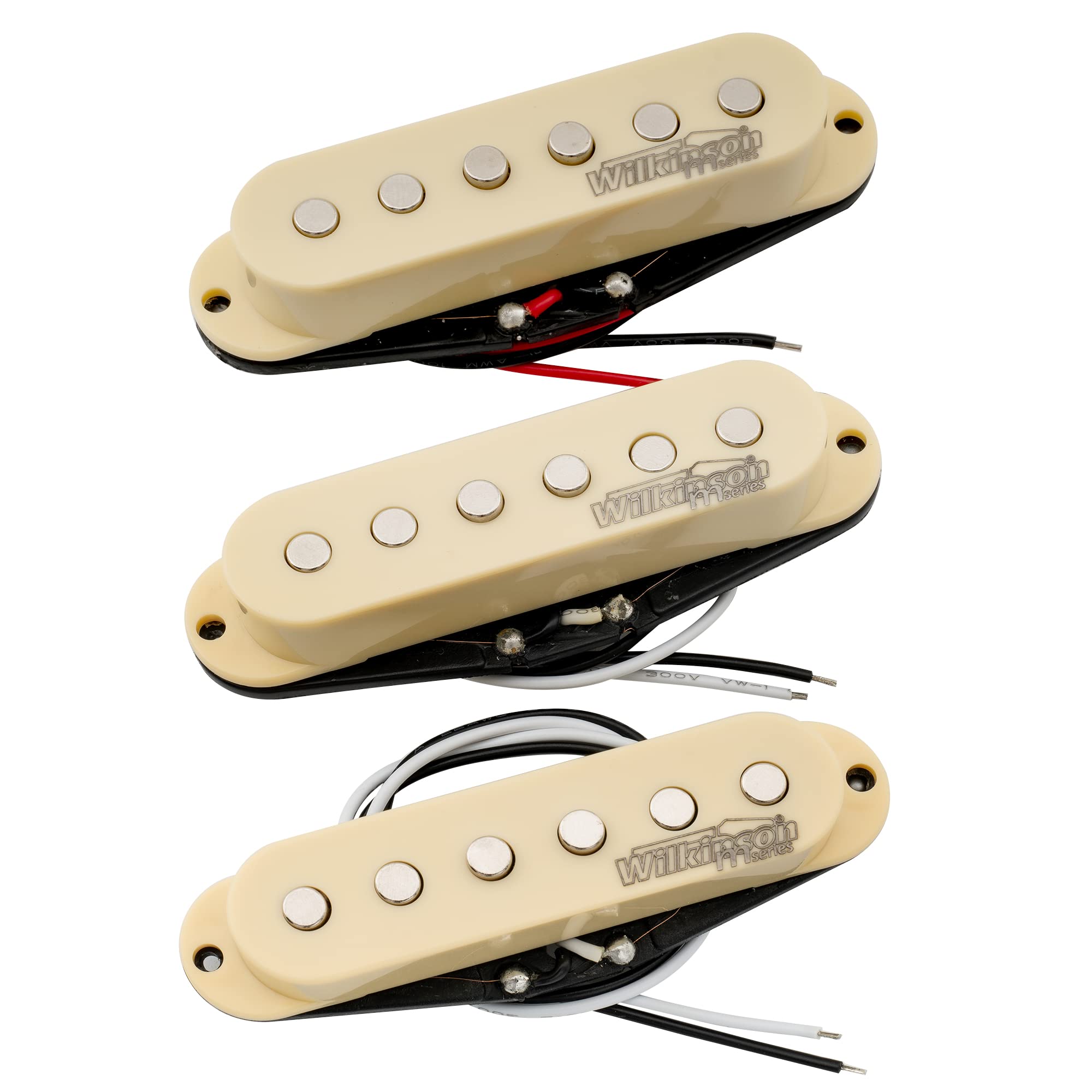 Wilkinson Low Gauss Vintage Voice St Strat Ceramic Single Coil Pickups Set For Stratocaster Guitar, Ivory